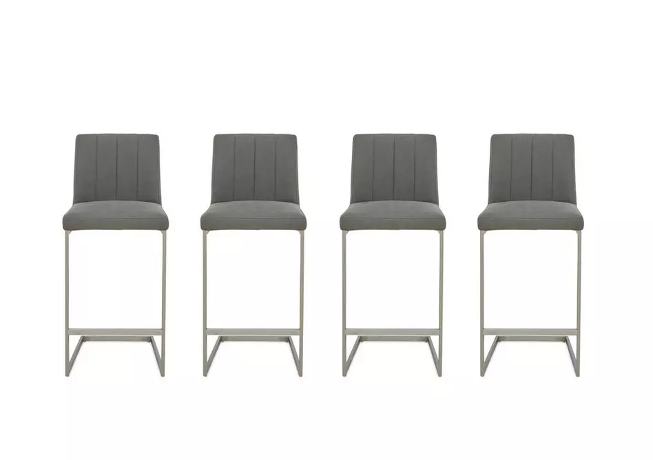 Grigio Set of 4 Fixed Bar Stools