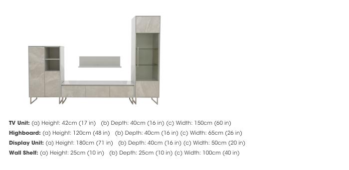 Grigio Media Set with TV Unit, Highboard, Display Unit and Wall Shelf in  on Furniture Village