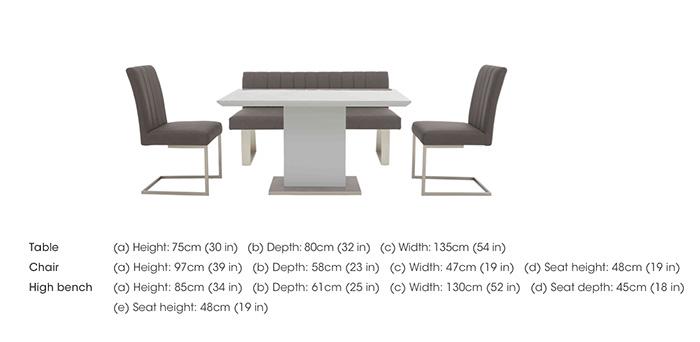 Grigio Fixed Dining Table, High Back Bench and 2 Dining Chairs Dining Set in  on Furniture Village