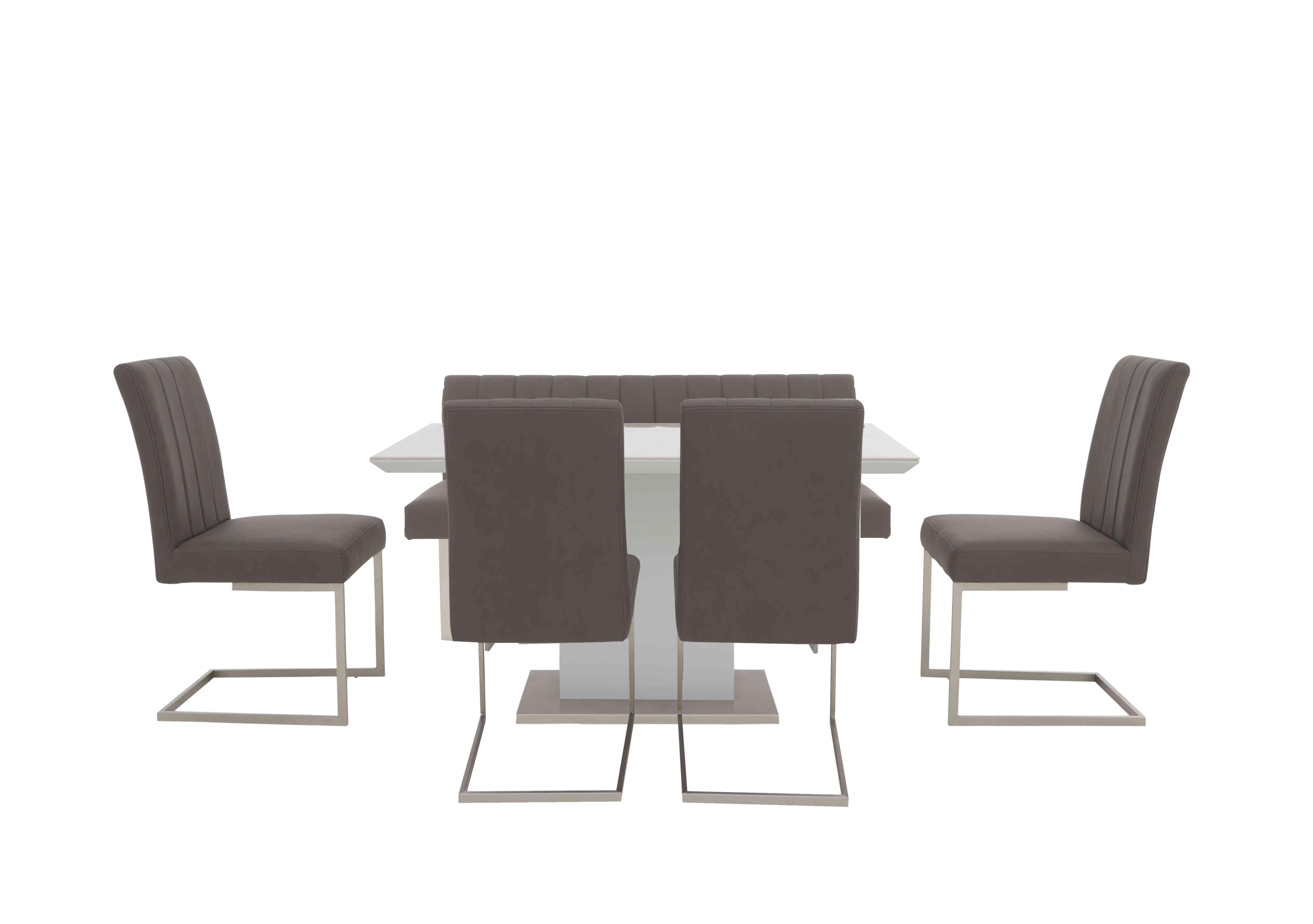 Grigio Fixed Dining Table, High Back Bench and 4 Dining Chairs Dining Set in  on Furniture Village