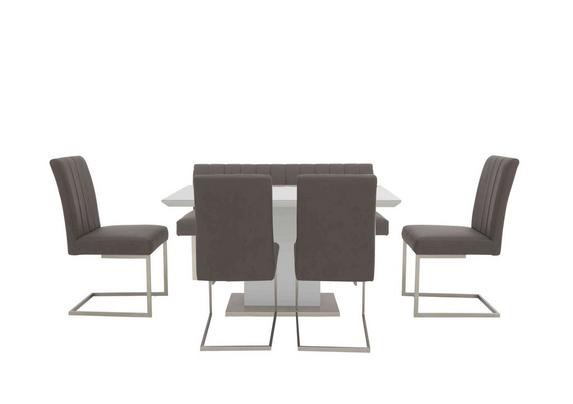 Grigio Fixed Dining Table, High Back Bench and Dining Chairs