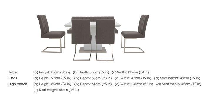 Grigio Fixed Dining Table, High Back Bench and 4 Dining Chairs Dining Set in  on Furniture Village
