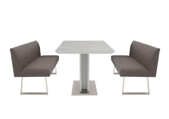 Grigio Fixed Dining Table and High Back Benches Dining Set