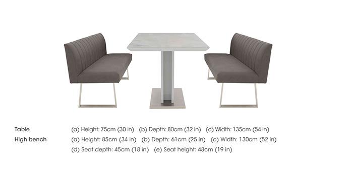 Grigio Fixed Dining Table and 2 High Back Benches Dining Set in  on Furniture Village