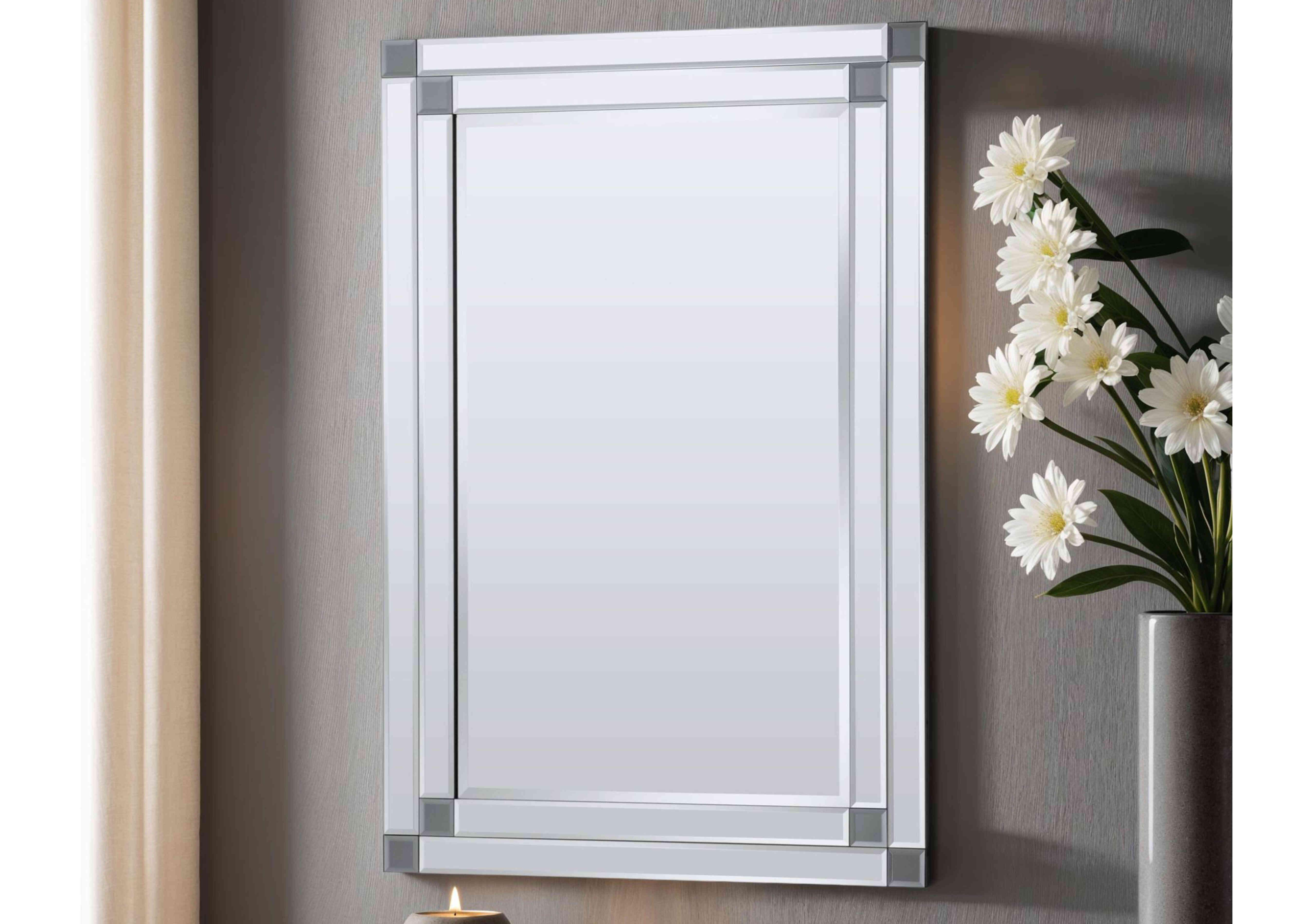 Grey Corner Detail Rectangle Mirror in  on Furniture Village