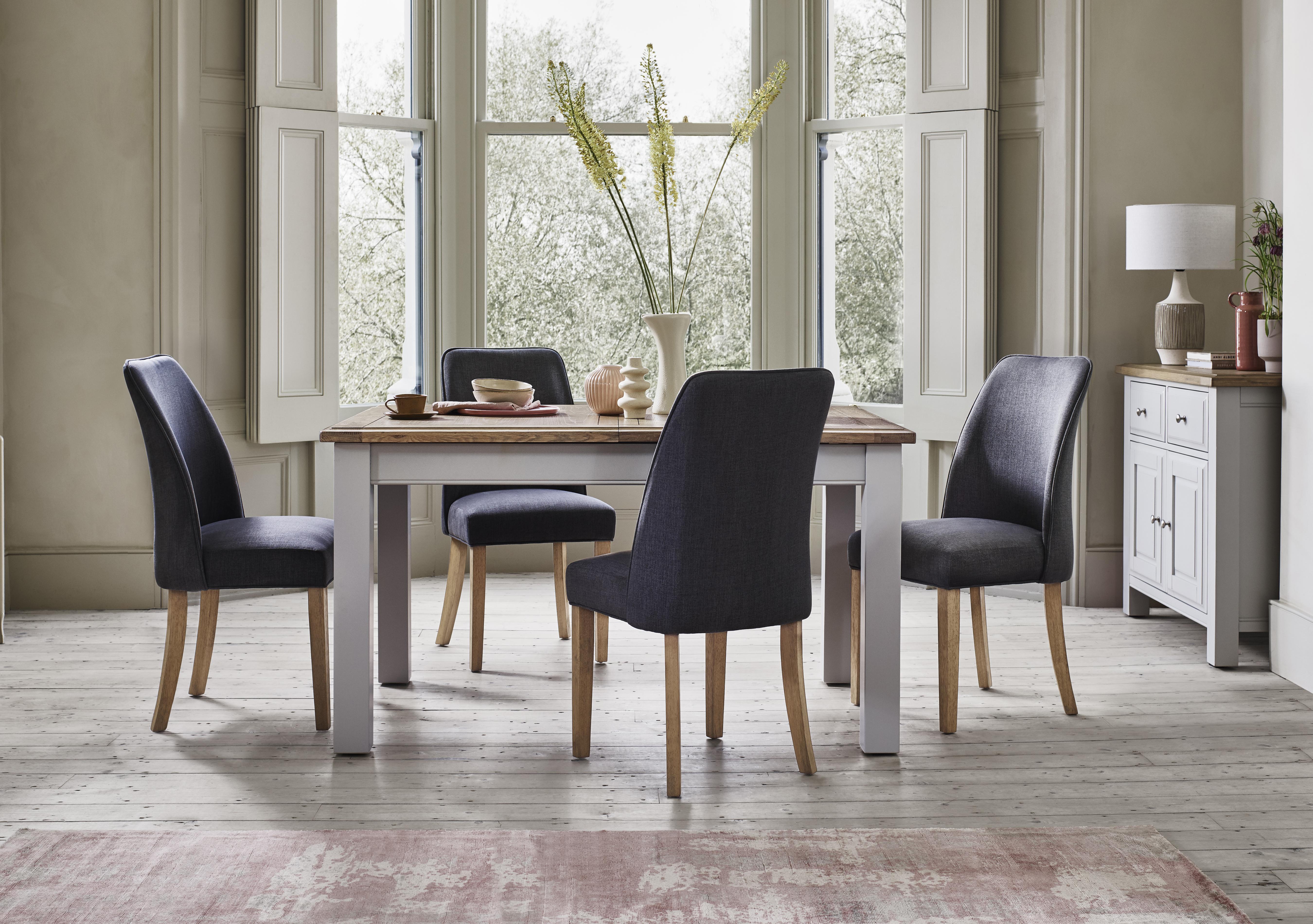Hamilton Rectangular Extending Dining Table and 4 Fabric Dining Chairs in  on Furniture Village