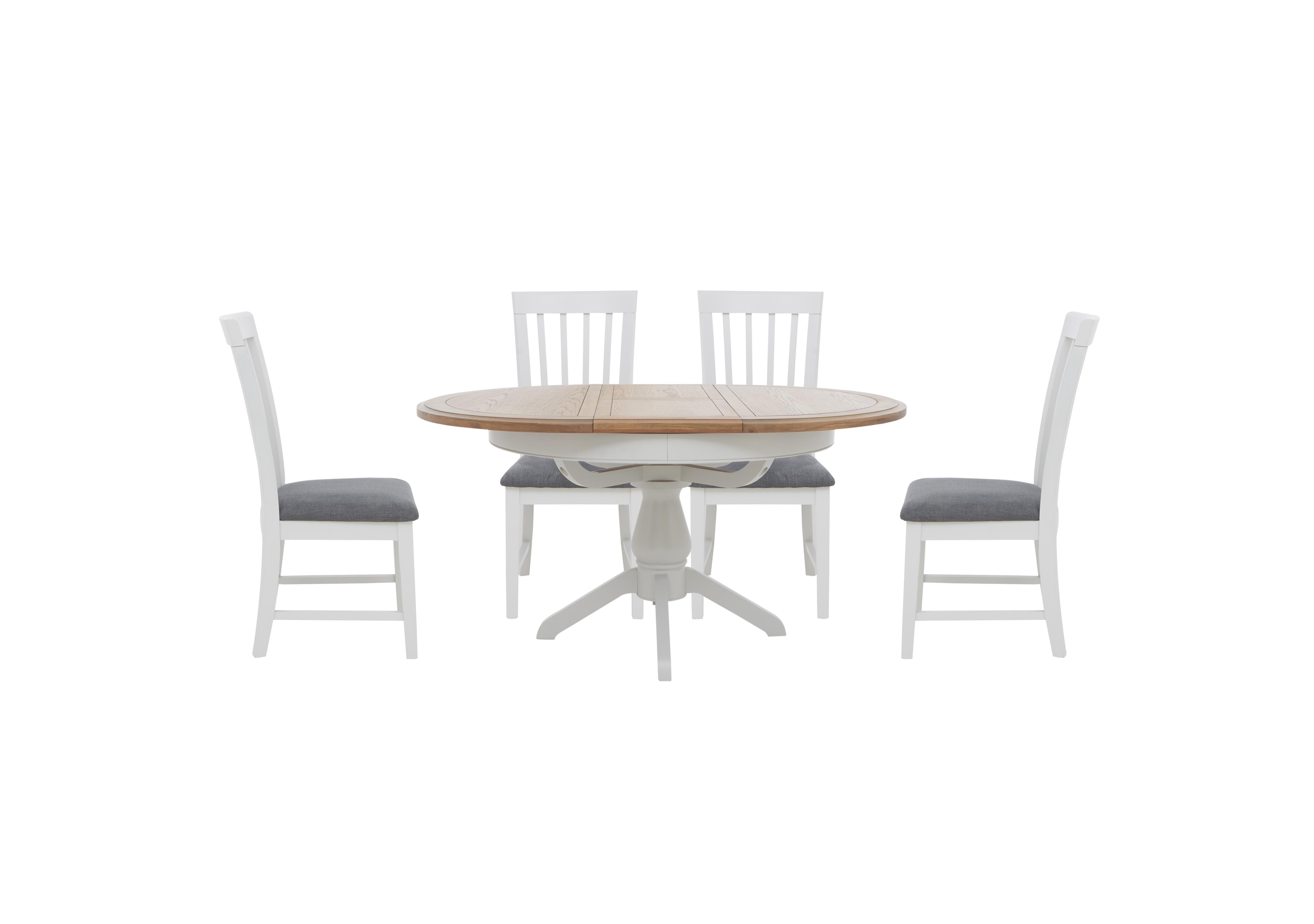Hamilton Round Extending Dining Table and 4 Wooden Dining Chairs in  on Furniture Village