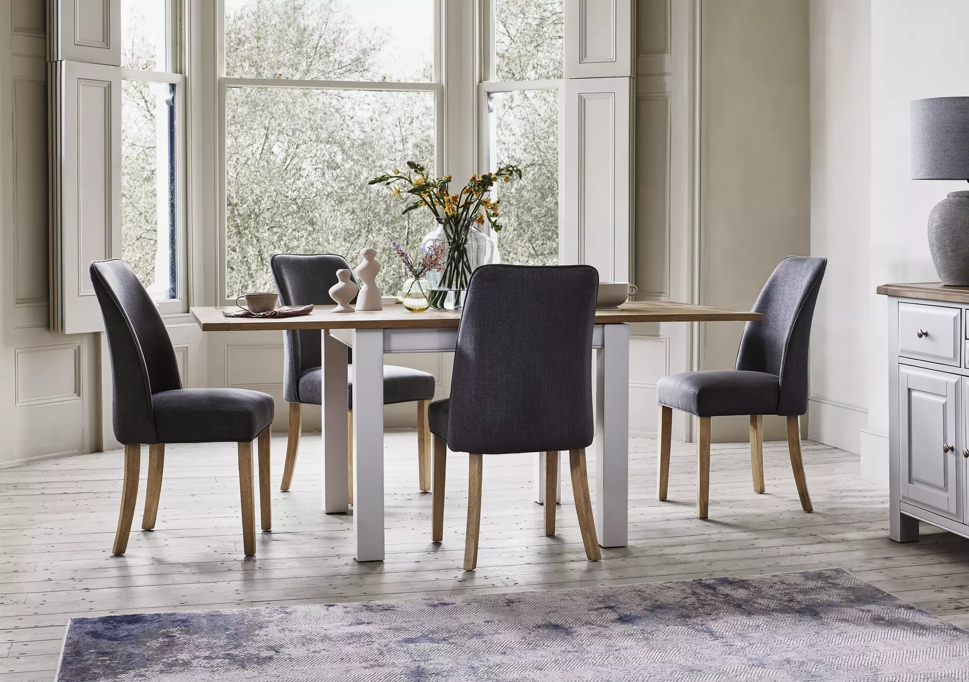 Hamilton Flip Top Dining Table and 4 Fabric Dining Chairs