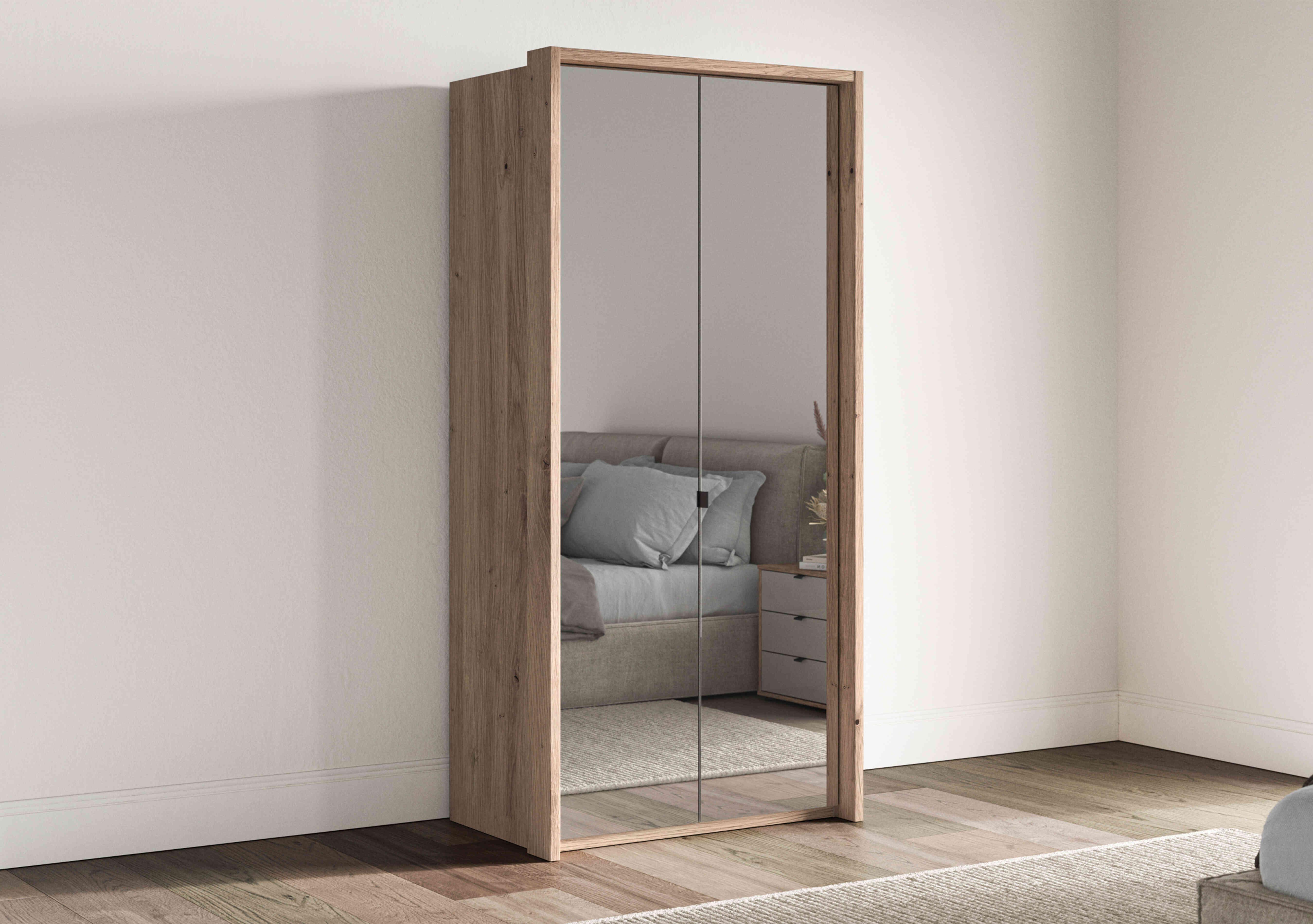 Hong Kong 2 Door Hinged Wardrobe with Mirror Doors in  on Furniture Village