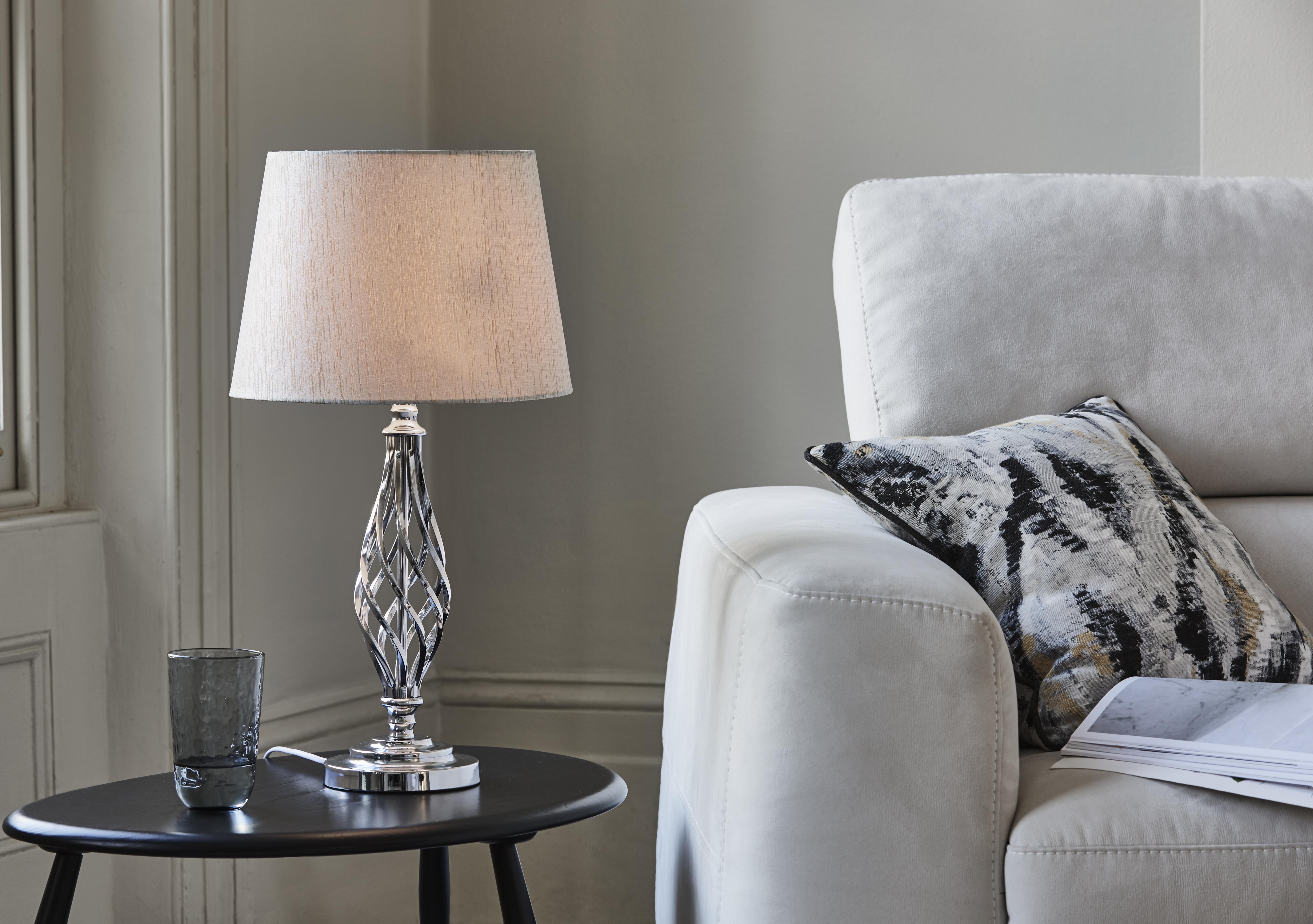 Jenna Chrome Table Lamp in  on Furniture Village