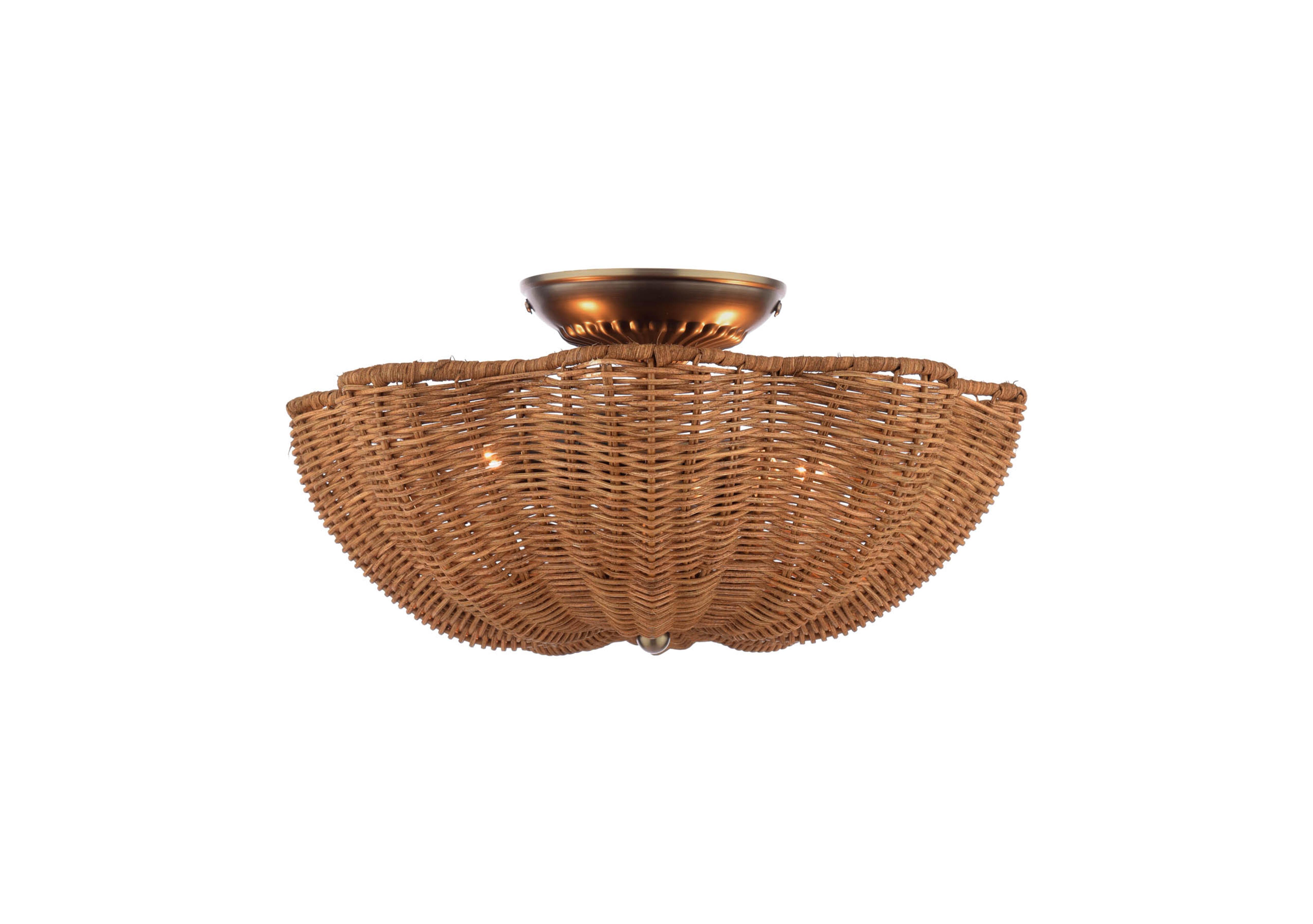 Braywick Rattan 2 Light Flush Ceiling Light in  on Furniture Village