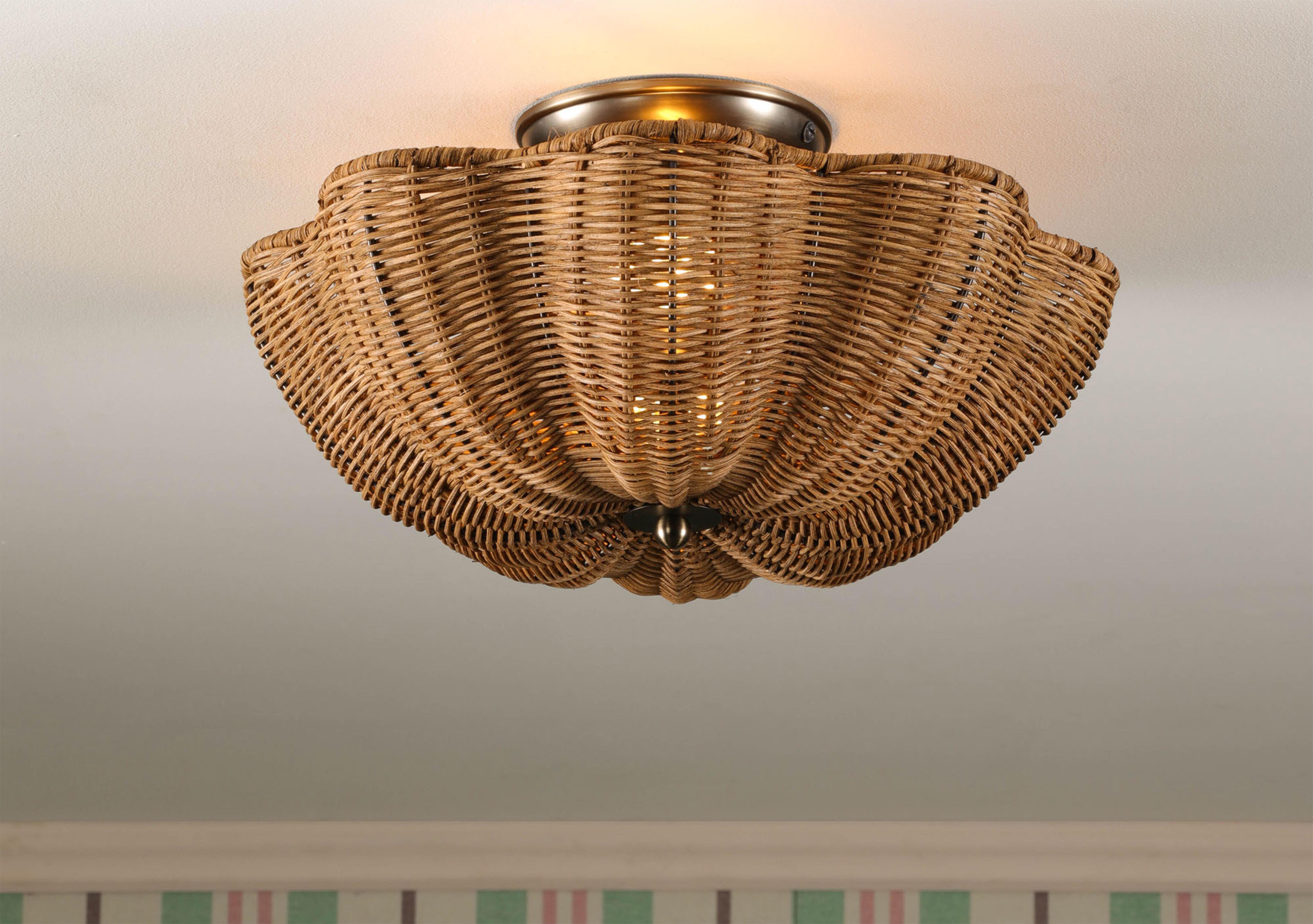Braywick Rattan 2 Light Flush Ceiling Light in  on Furniture Village