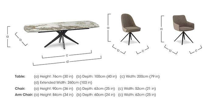 Jose Large Calcatta Marble Pop-up Extending Dining Table with 4 Pebble Swivel Dining Chairs and 2 Pebble Swivel Dining Arm Chairs in  on Furniture Village