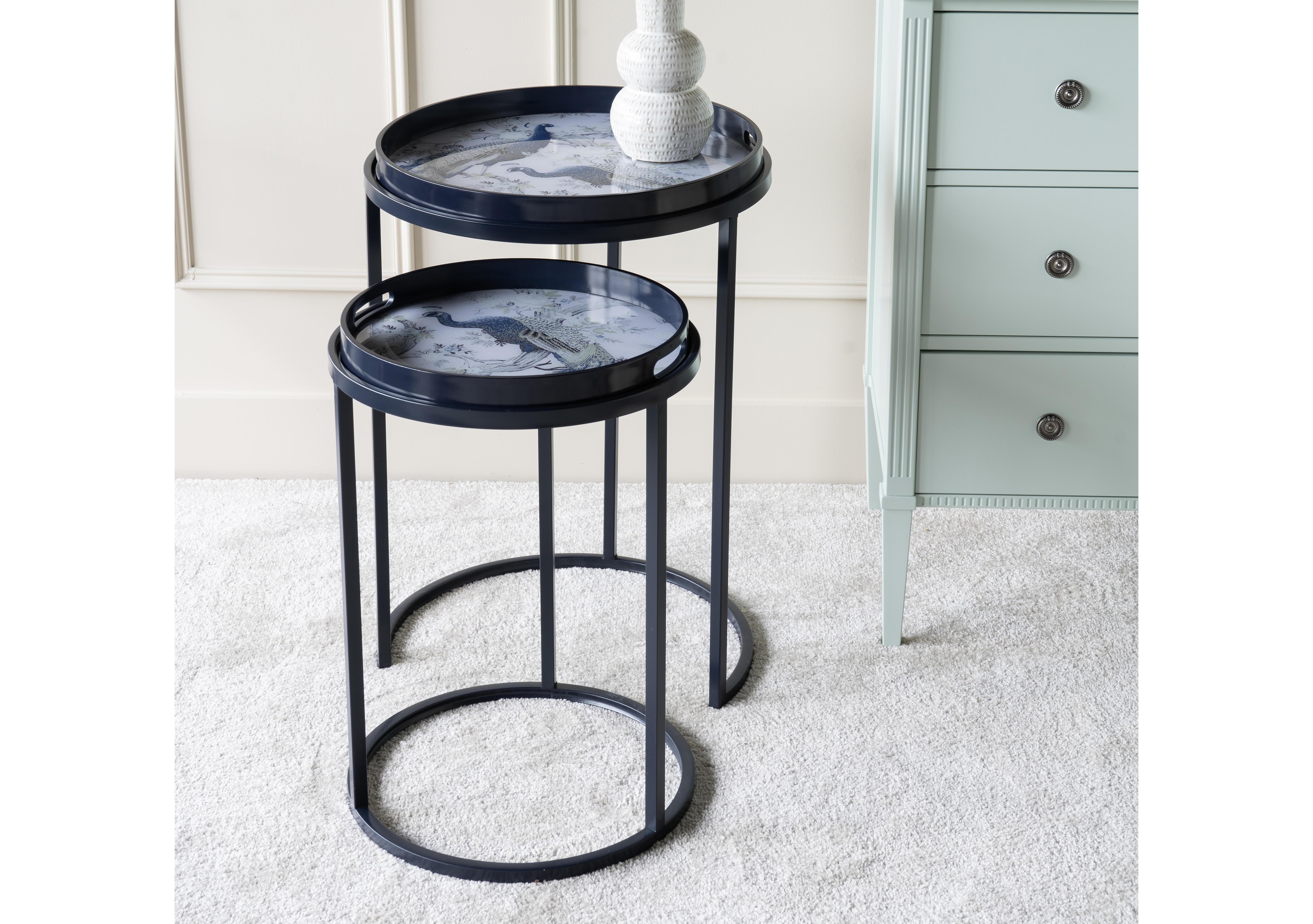 Belvedere Peacock Set of 2 Side Tray Tables in  on Furniture Village