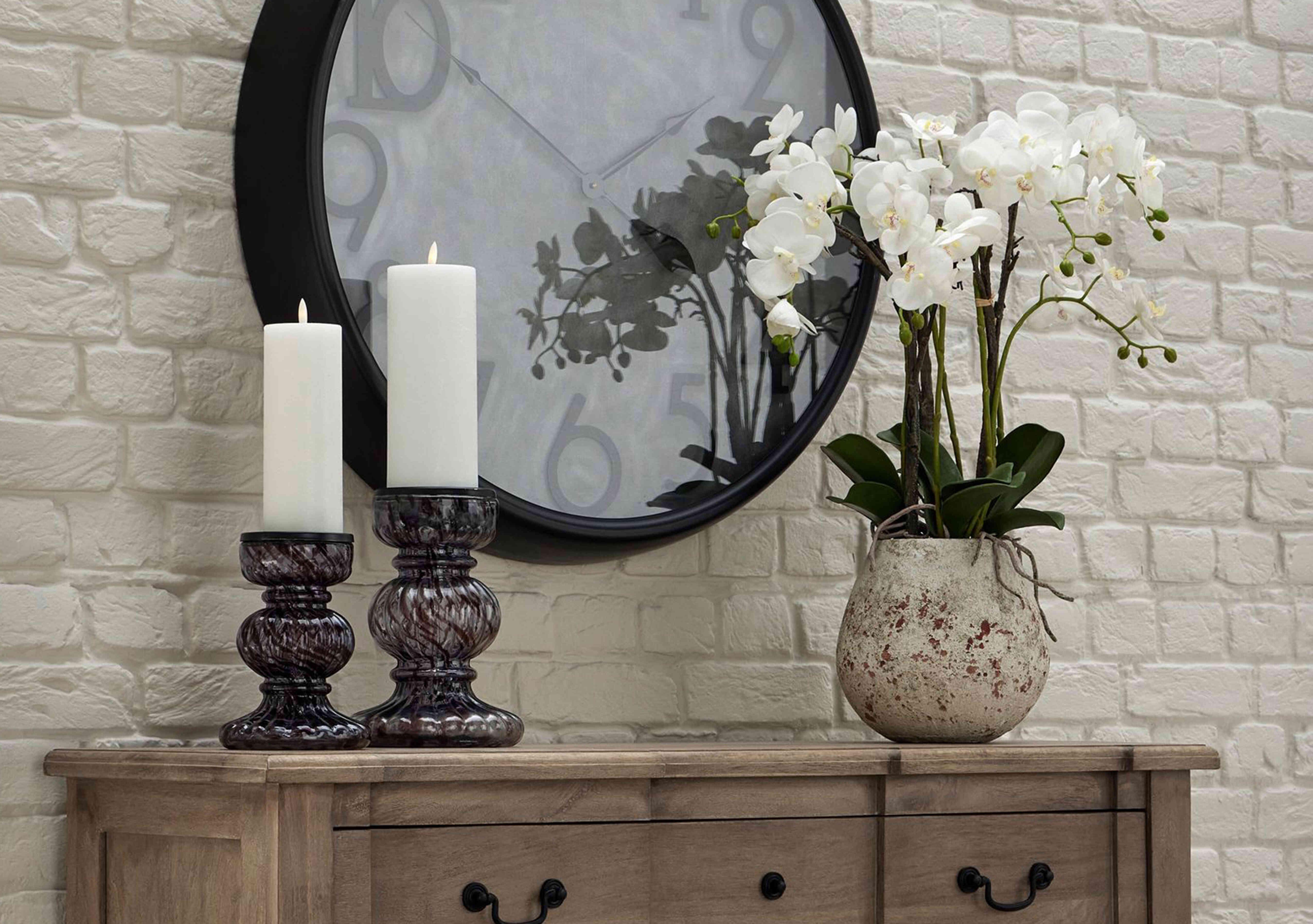 Large White Orchid in Rustic Stone Pot in  on Furniture Village