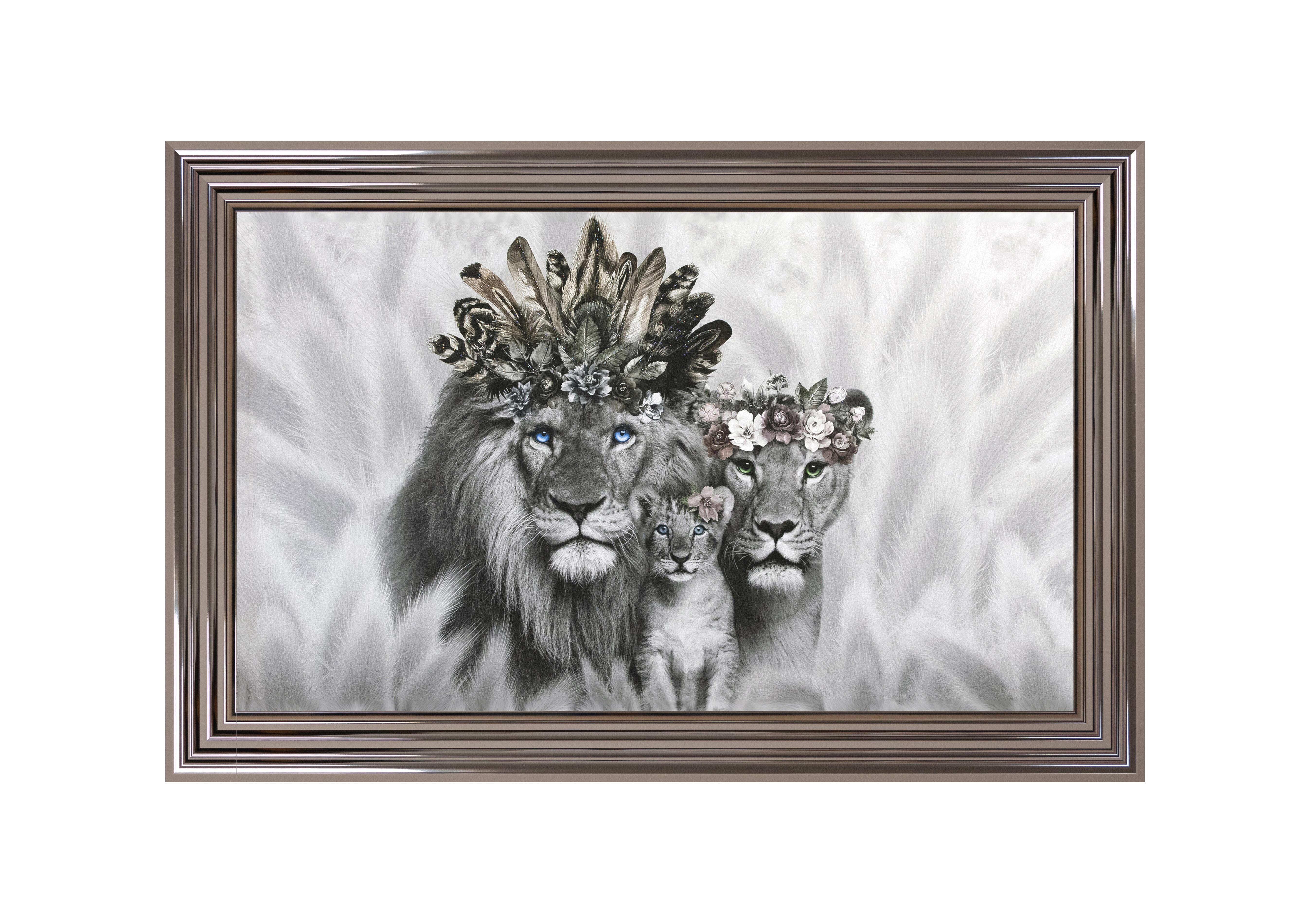 Lion Family 1 Cub Framed Art in  on Furniture Village