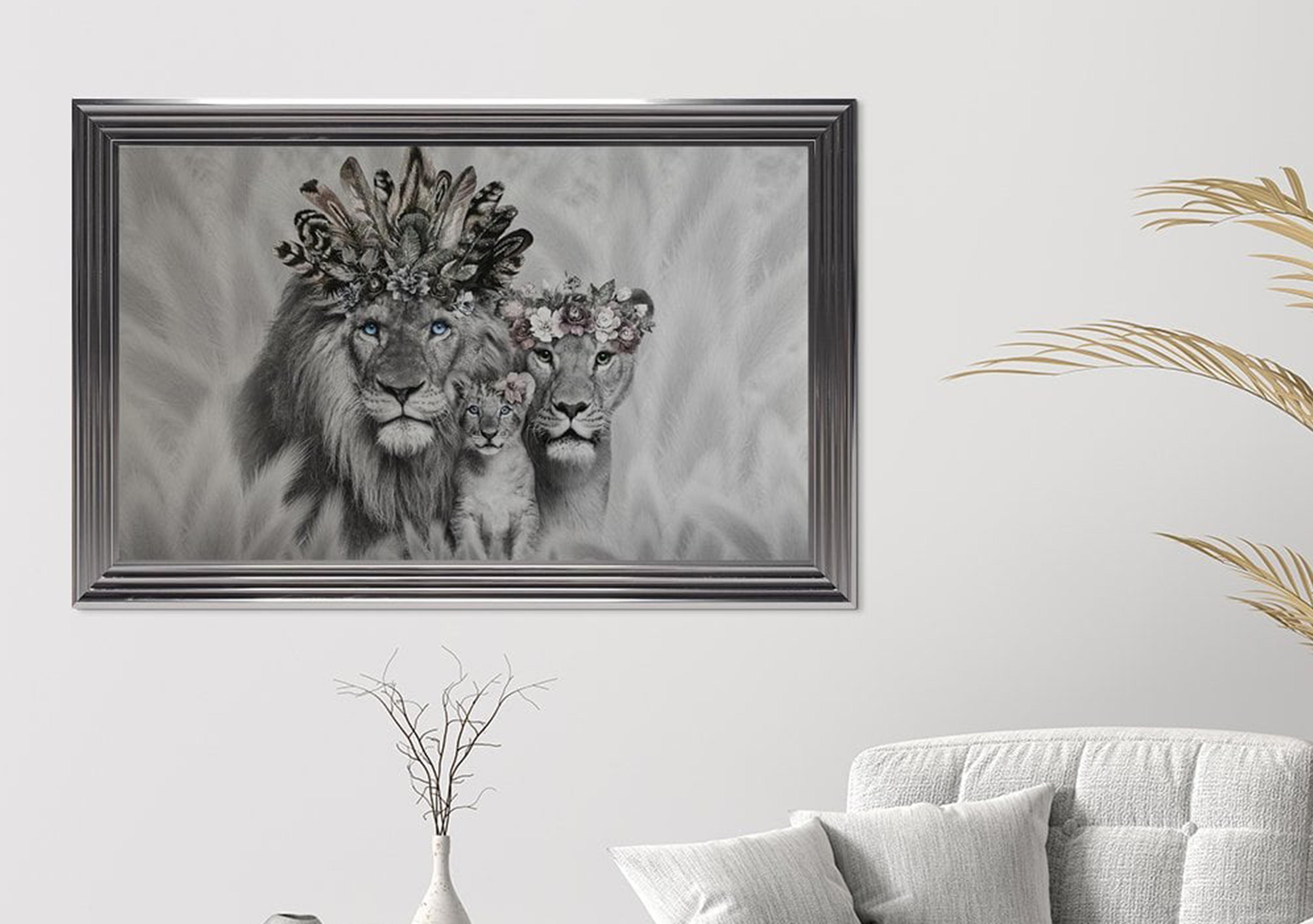 Lion Family 1 Cub Framed Art in  on Furniture Village