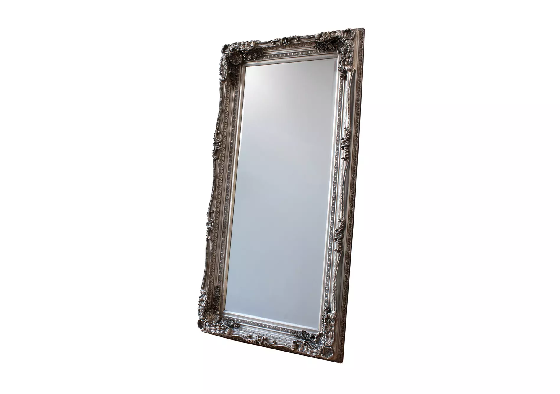 Carved Louis Leaner Silver Mirror