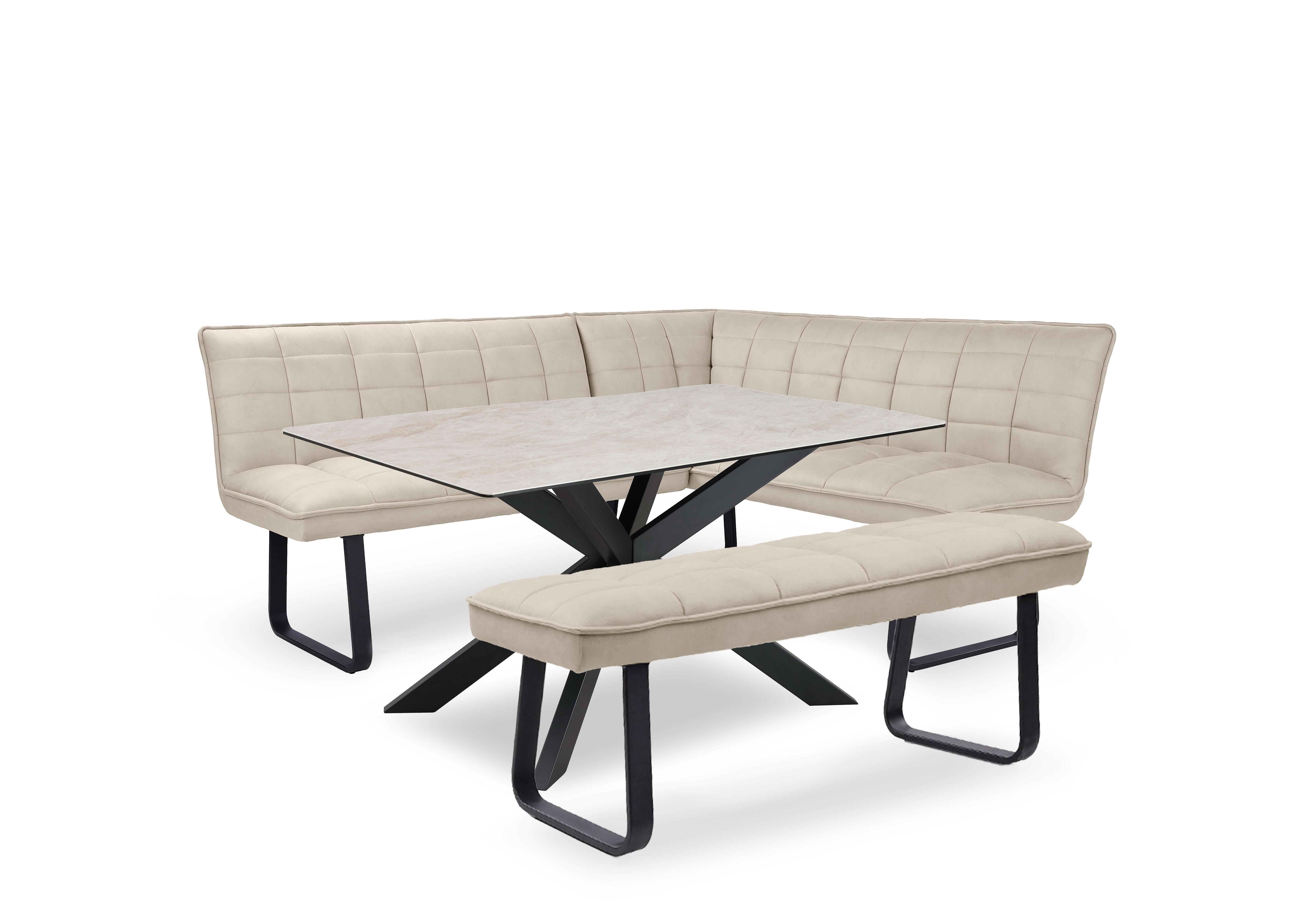 Luno Fixed Dining Table, Right Hand Facing Corner Dining Bench and Low Dining Bench in  on Furniture Village