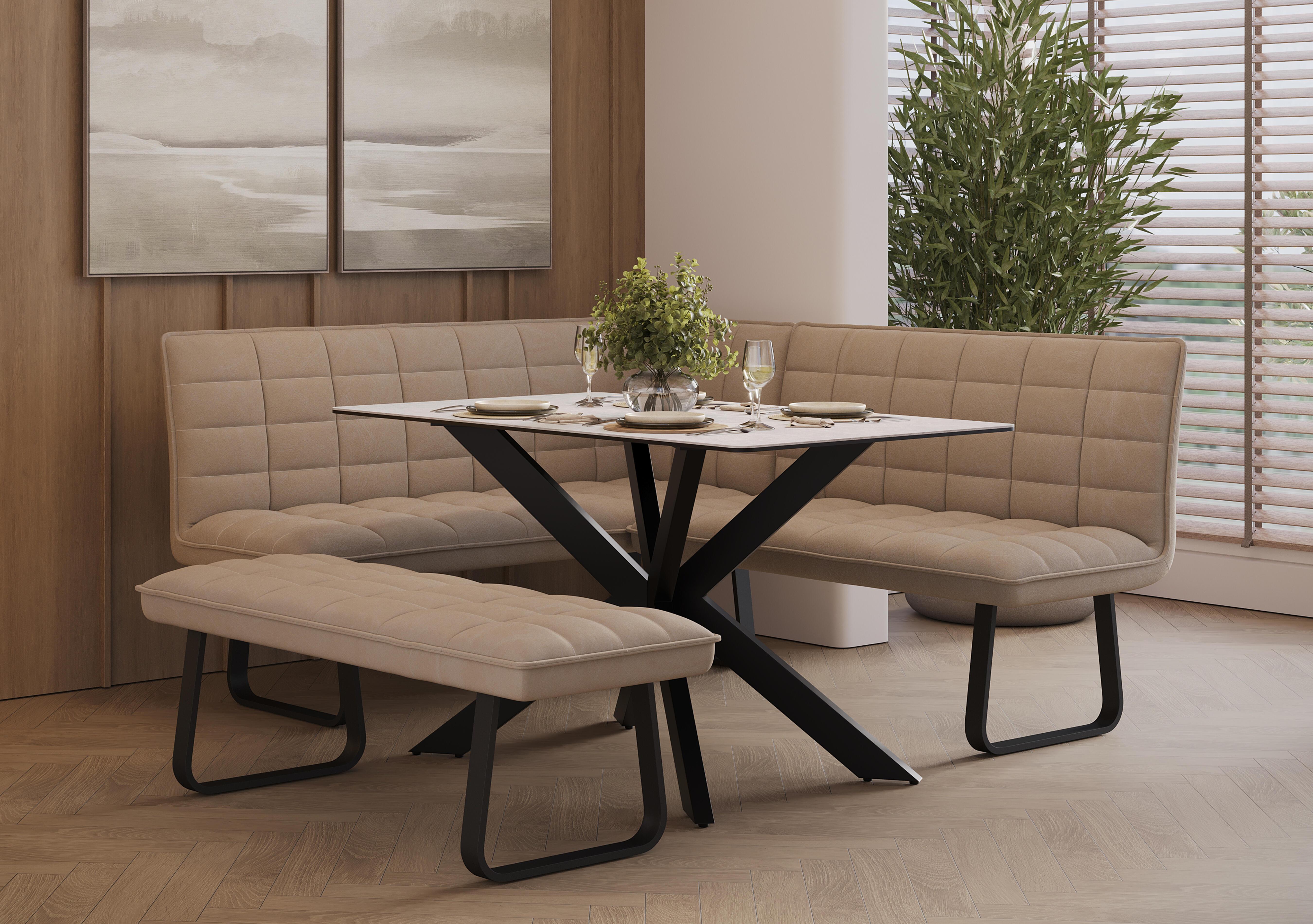 Luno Fixed Dining Table, Left Hand Facing Corner Dining Bench and Low Dining Bench in  on Furniture Village