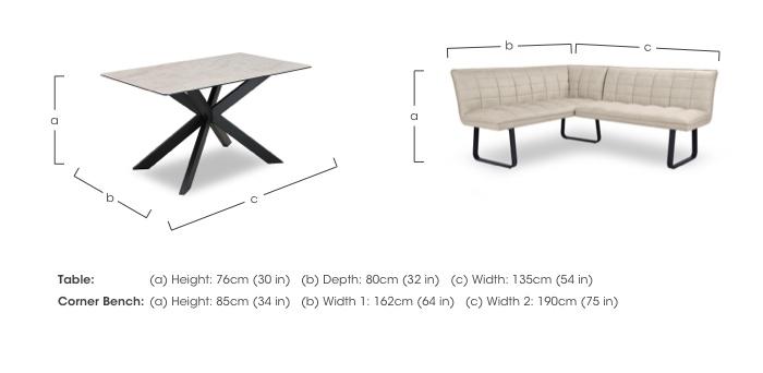 Luno Fixed Dining Table and Left Hand Facing Corner Dining Bench in  on Furniture Village