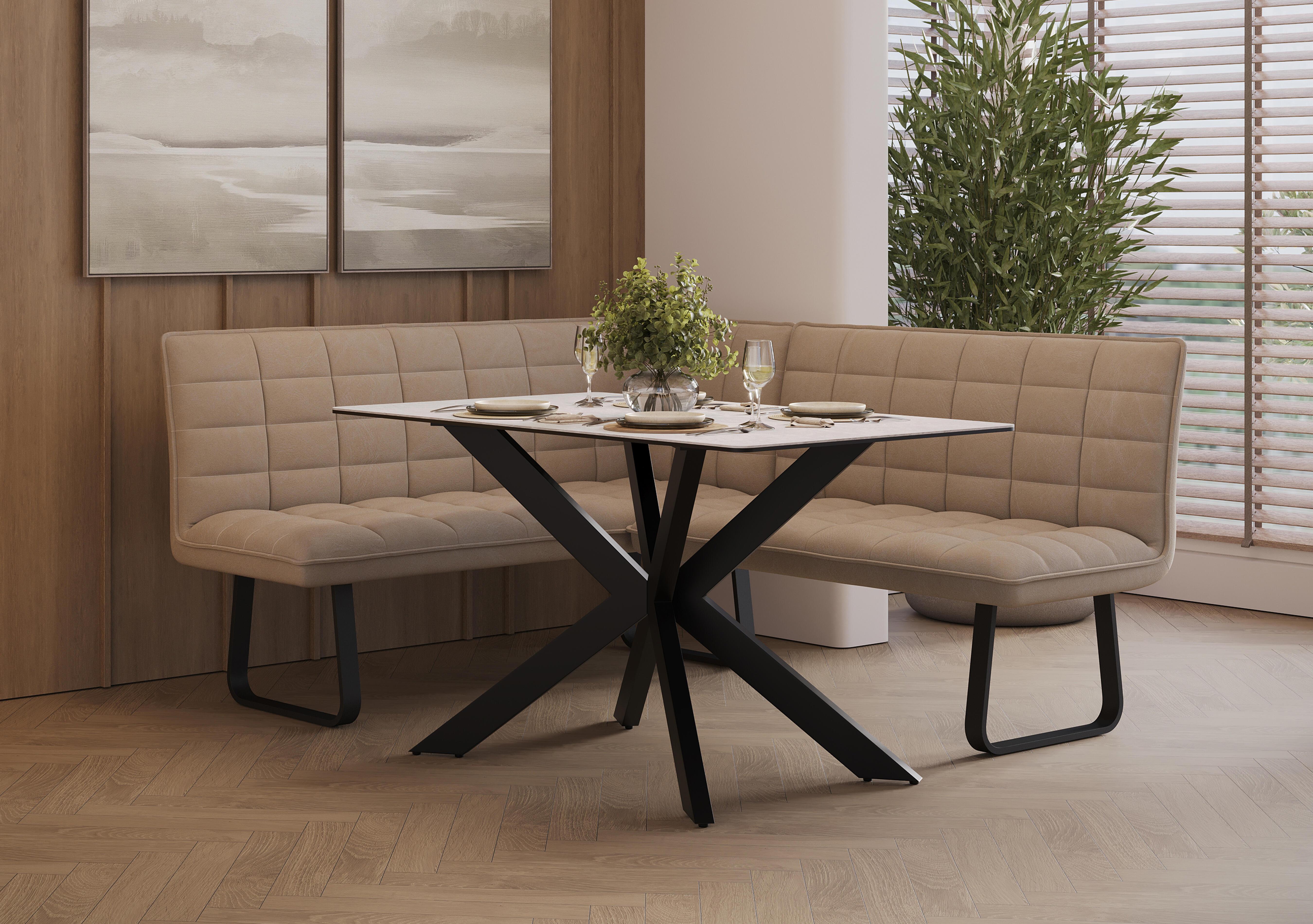 Luno Fixed Dining Table and Left Hand Facing Corner Dining Bench in  on Furniture Village