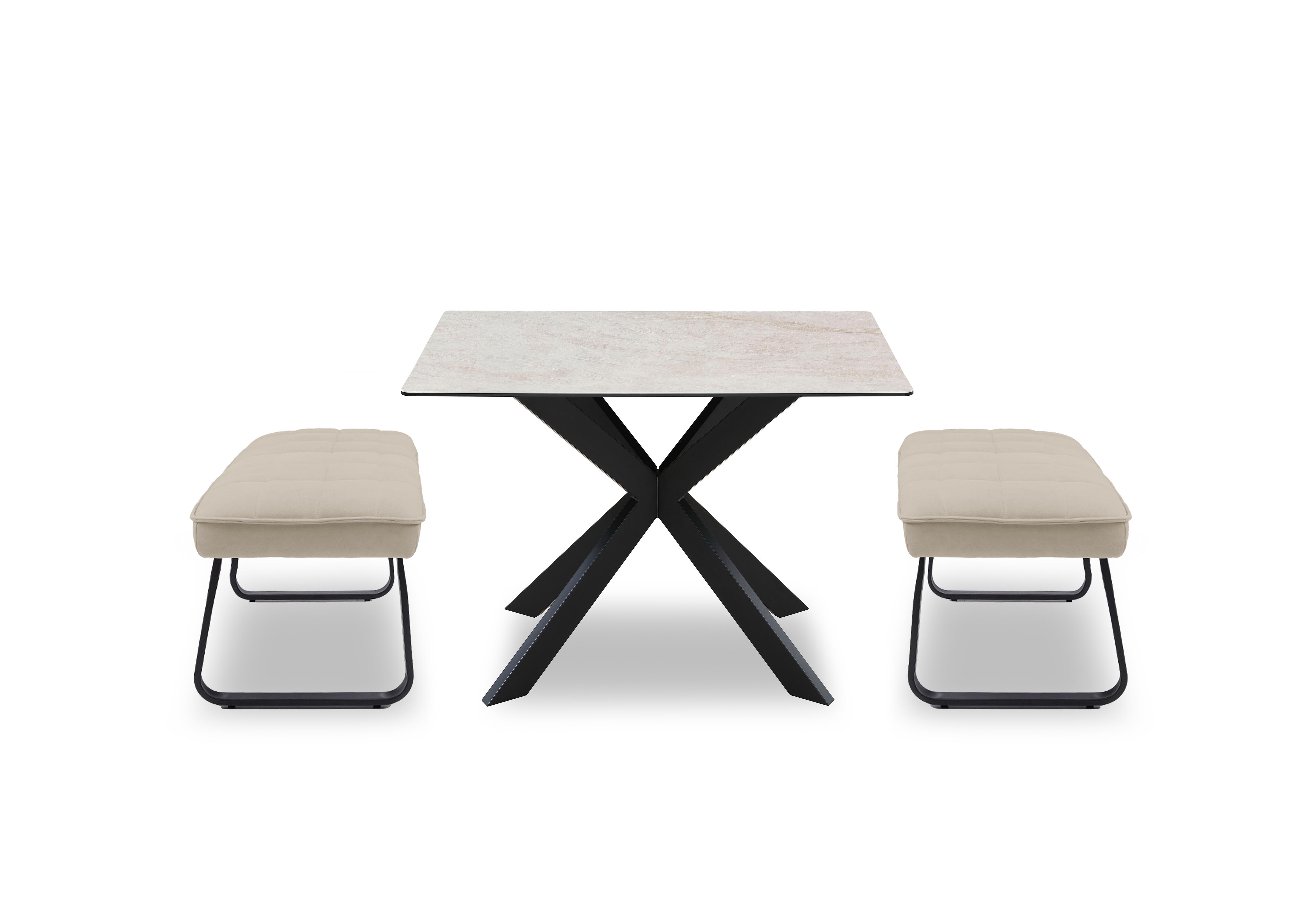 Luno Fixed Dining Table and 2 Low Dining Benches in  on Furniture Village