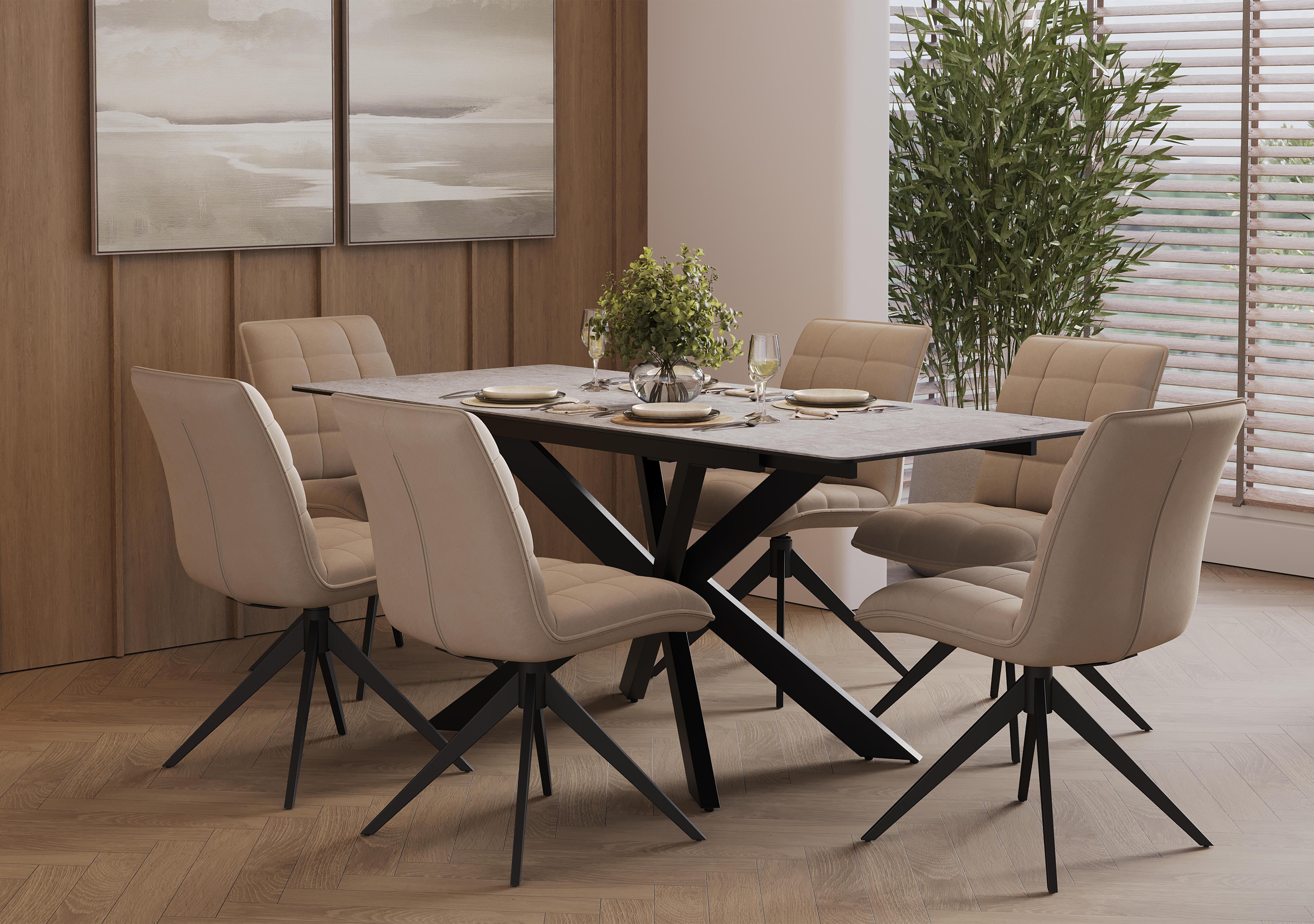 Luno Draw Leaf Extending Dining Table and 6 Swivel Dining Chairs in  on Furniture Village