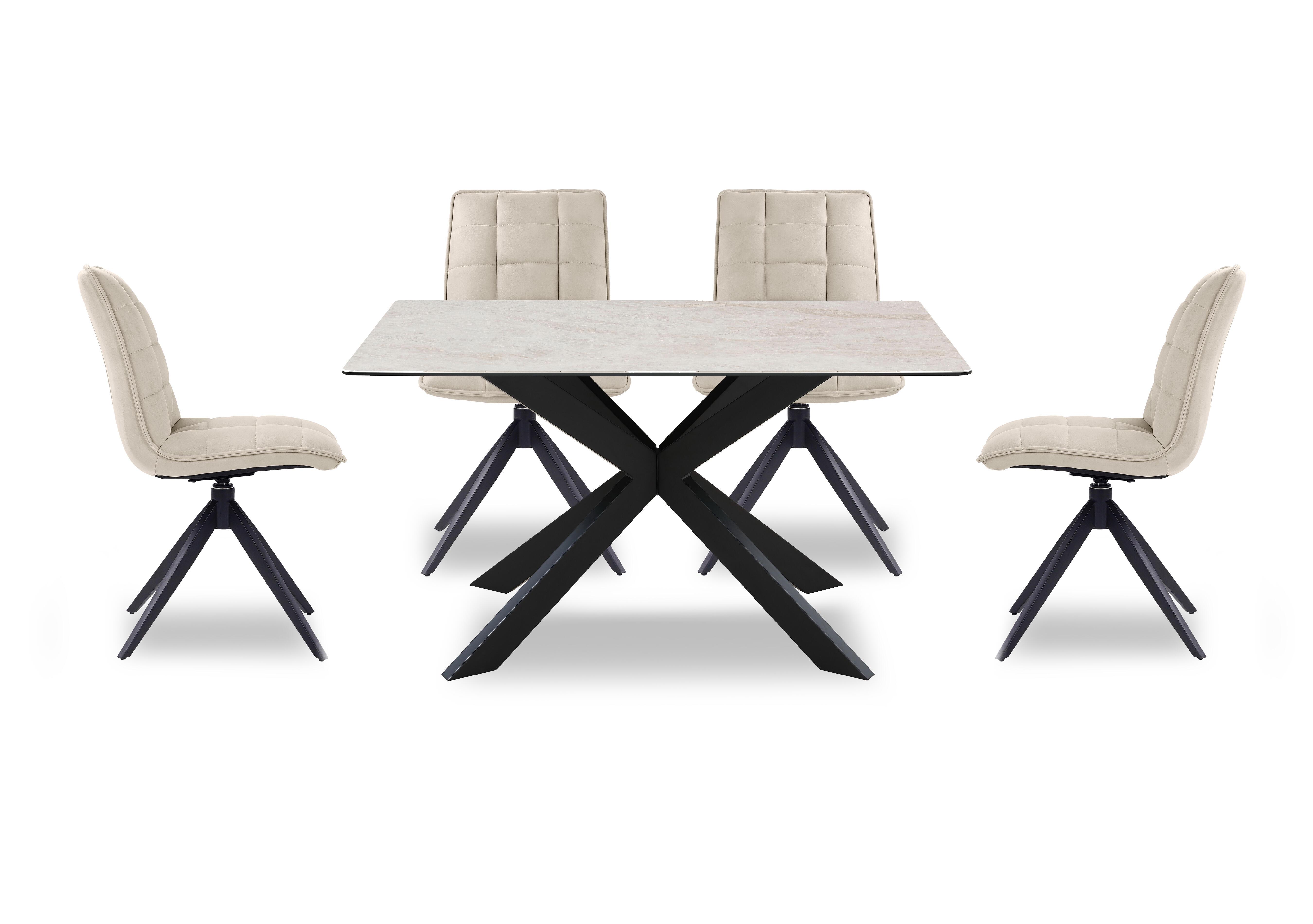 Luno Fixed Dining Table and 4 Swivel Dining Chairs in  on Furniture Village