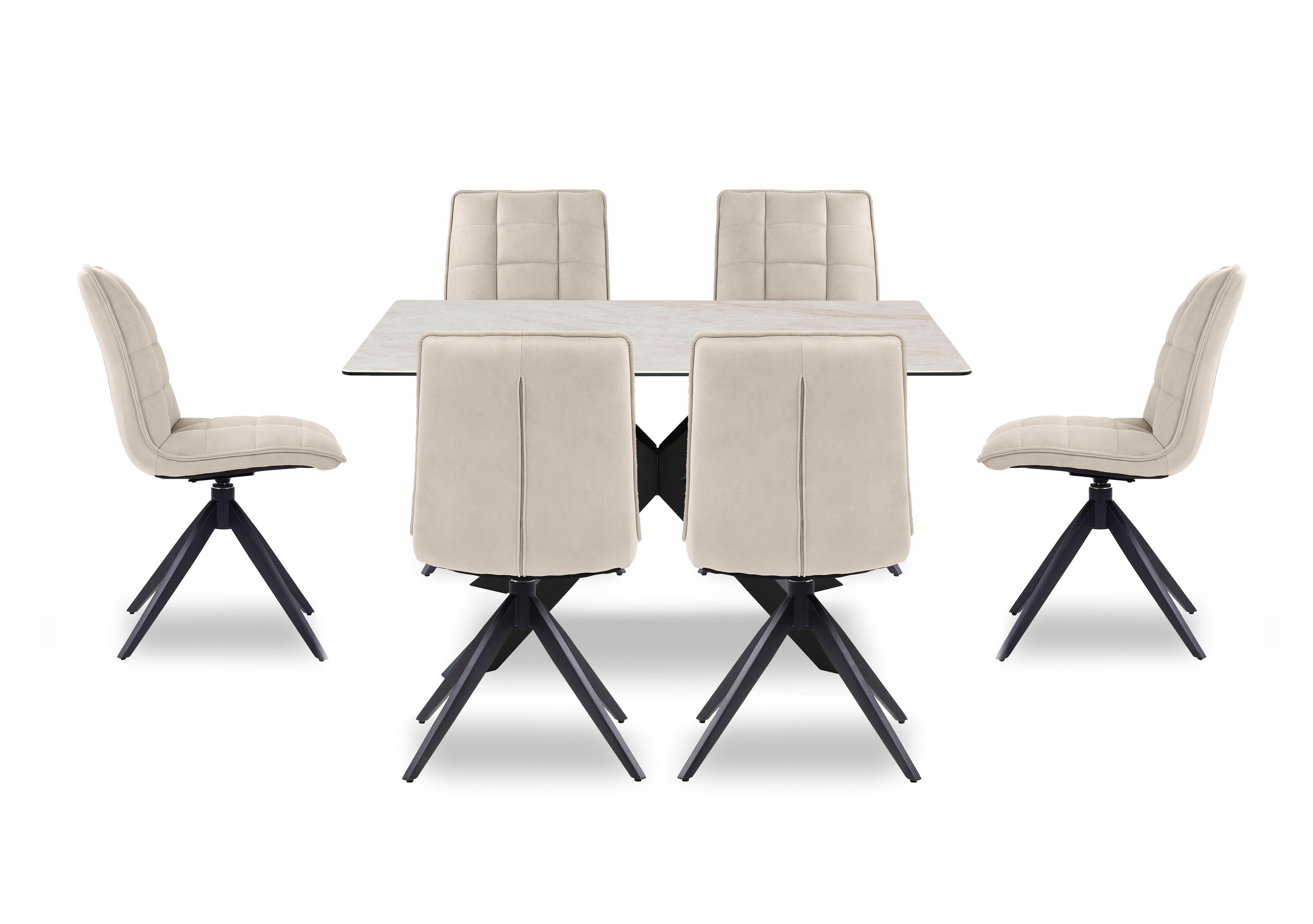Luno Fixed Dining Table and 6 Swivel Dining Chairs in  on Furniture Village