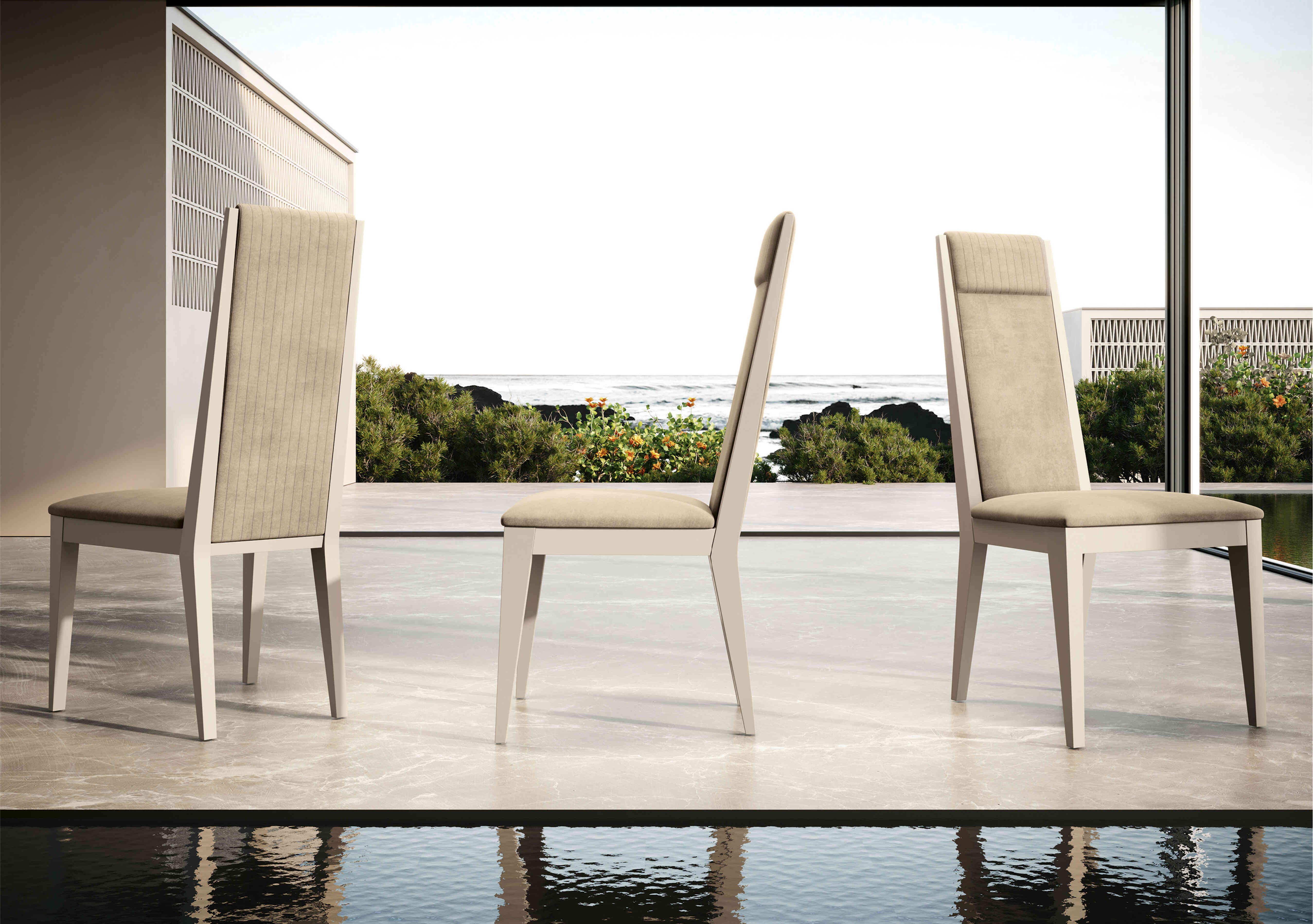 Lusso Panelled Fabric Dining Chair in  on Furniture Village
