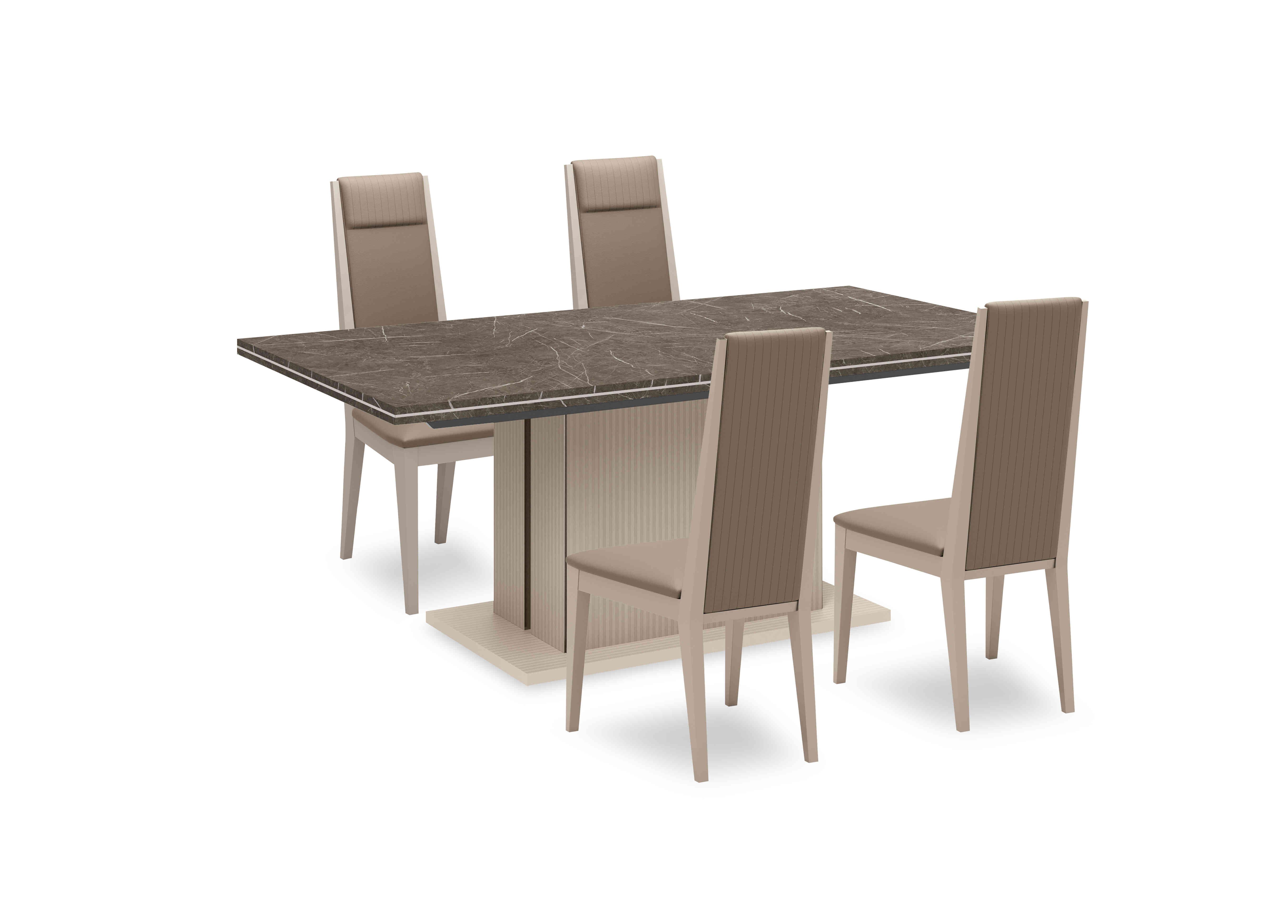 Lusso Small Extending Dining Table and 4 Panelled Faux Leather Dining Chairs in  on Furniture Village