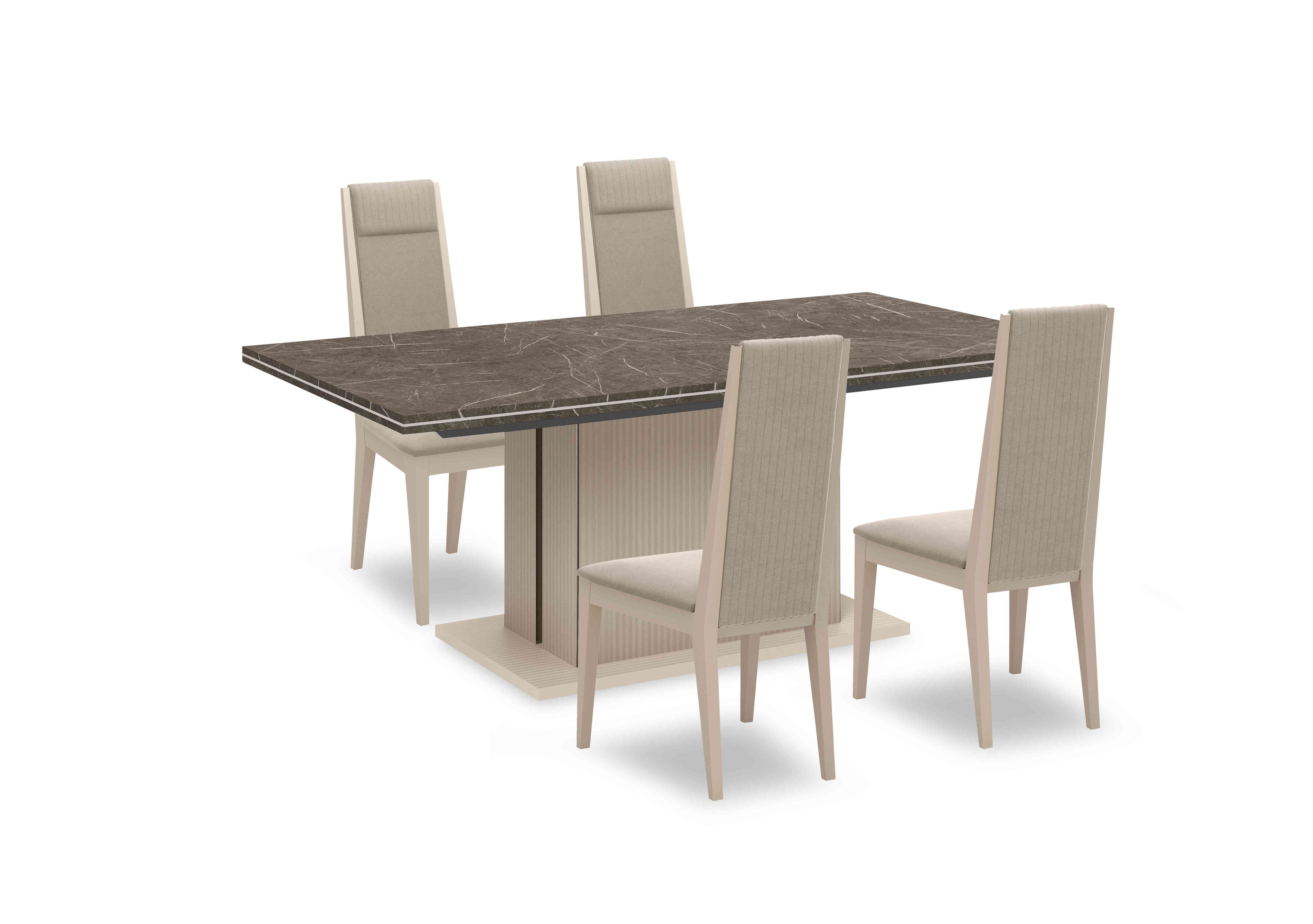 Lusso Small Extending Dining Table and 4 Panelled Fabric Dining Chairs in  on Furniture Village