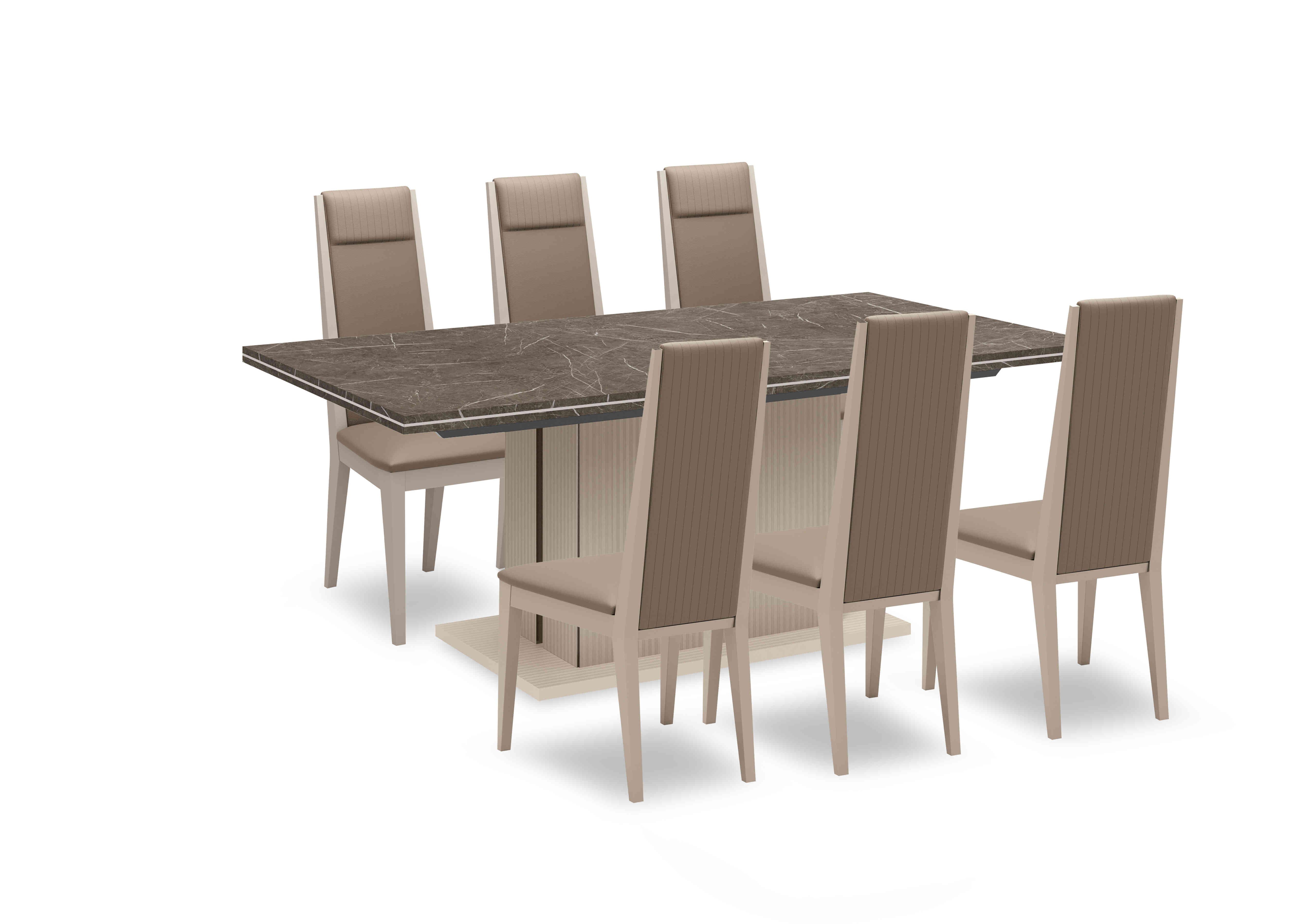 Lusso Small Extending Dining Table and 6 Panelled Faux Leather Dining Chairs in  on Furniture Village