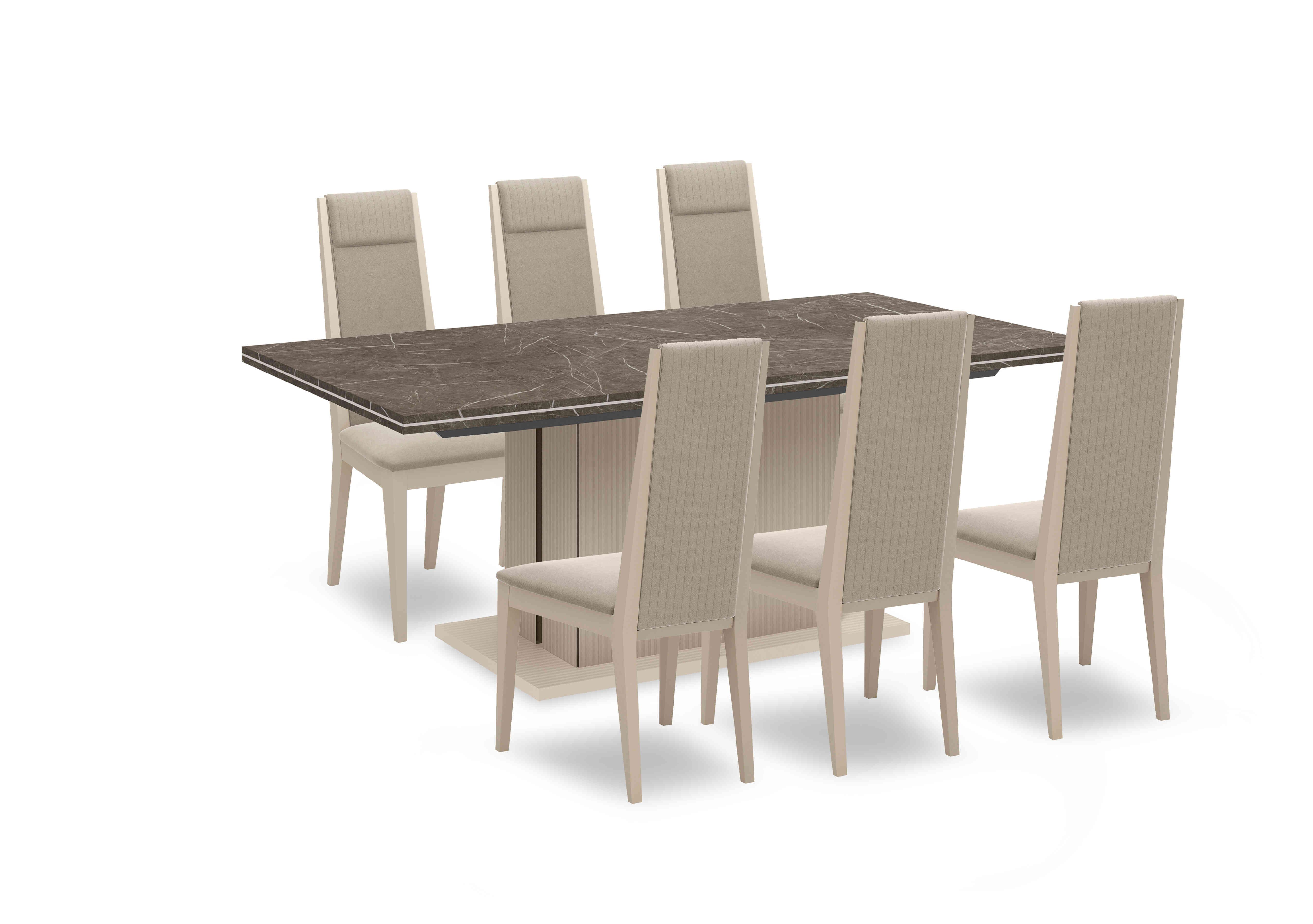 Lusso Small Extending Dining Table and 6 Panelled Fabric Dining Chairs in  on Furniture Village