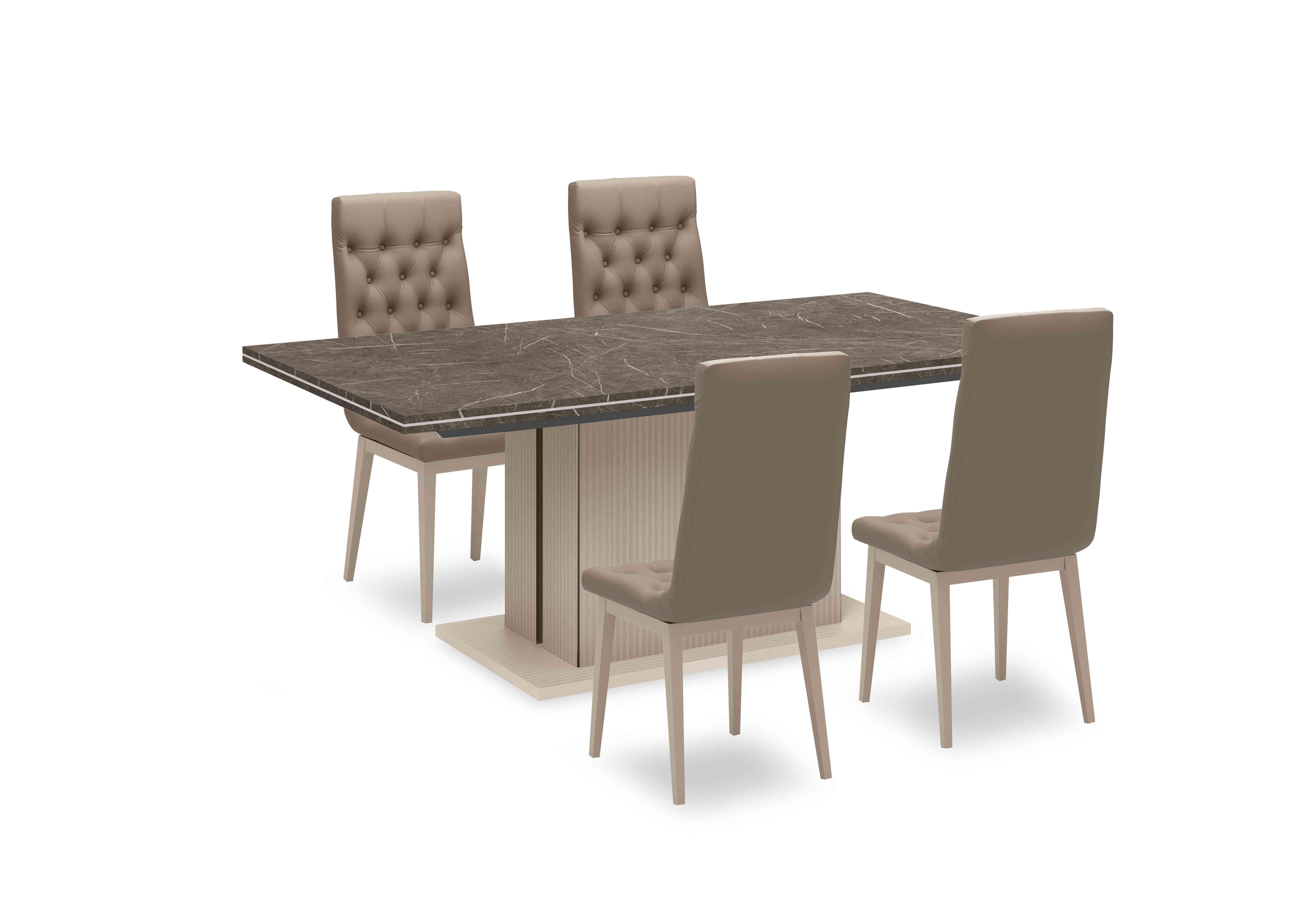 Lusso Small Extending Dining Table and 4 Buttoned Faux Leather Dining Chairs in  on Furniture Village