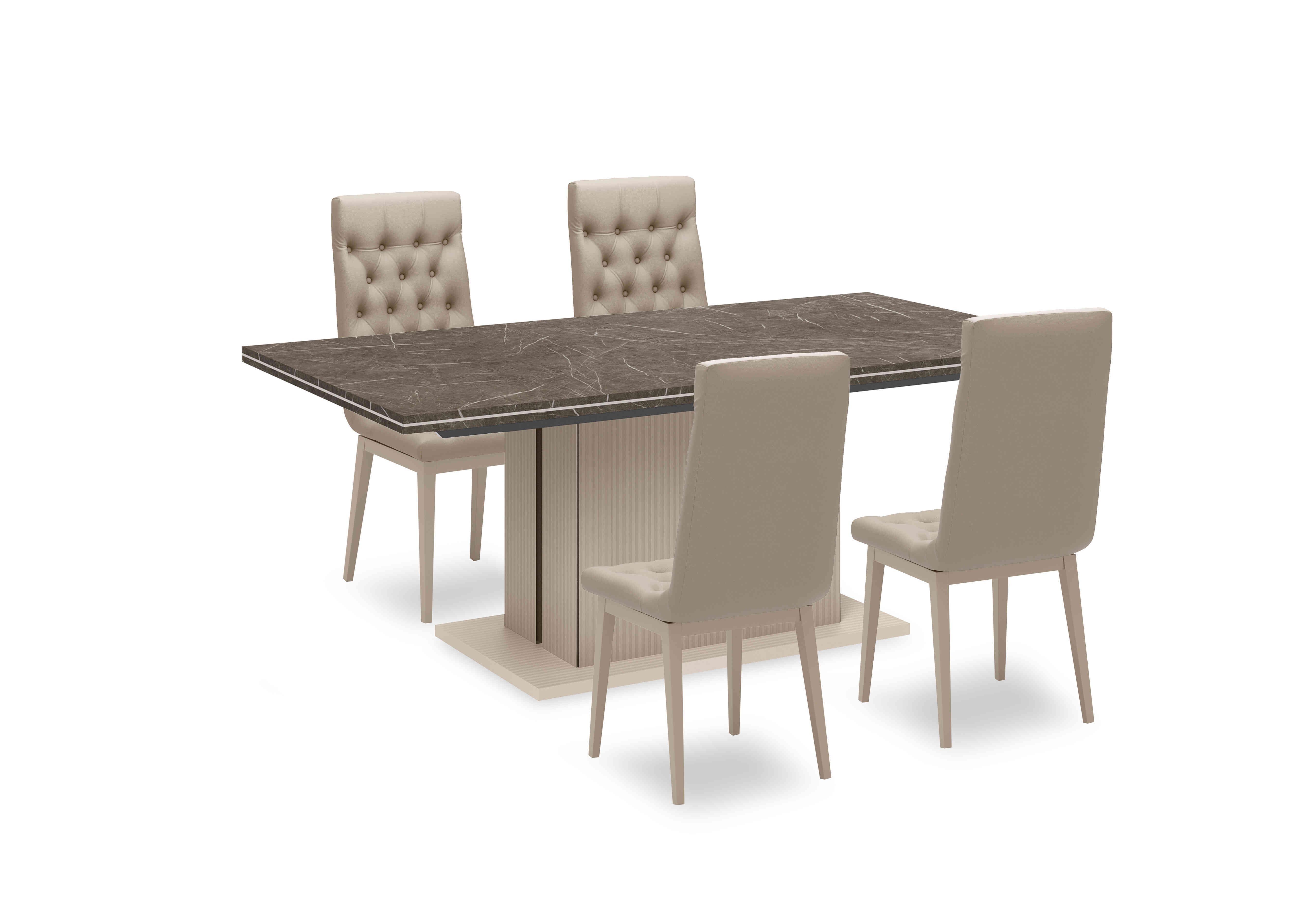 Lusso Small Extending Dining Table and 4 Buttoned Fabric Dining Chairs in  on Furniture Village
