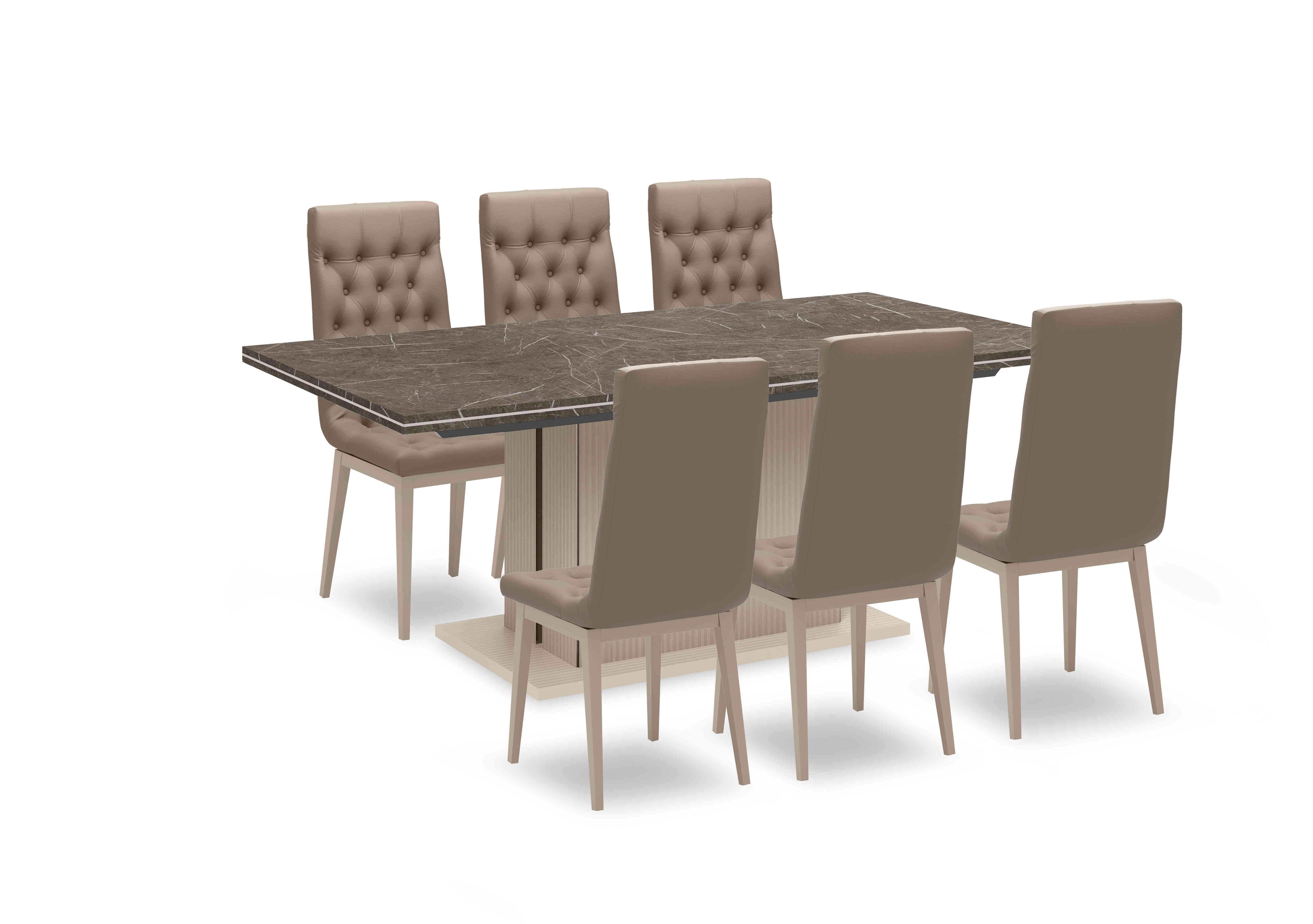 Lusso Small Extending Dining Table and 6 Buttoned Faux Leather Dining Chairs in  on Furniture Village
