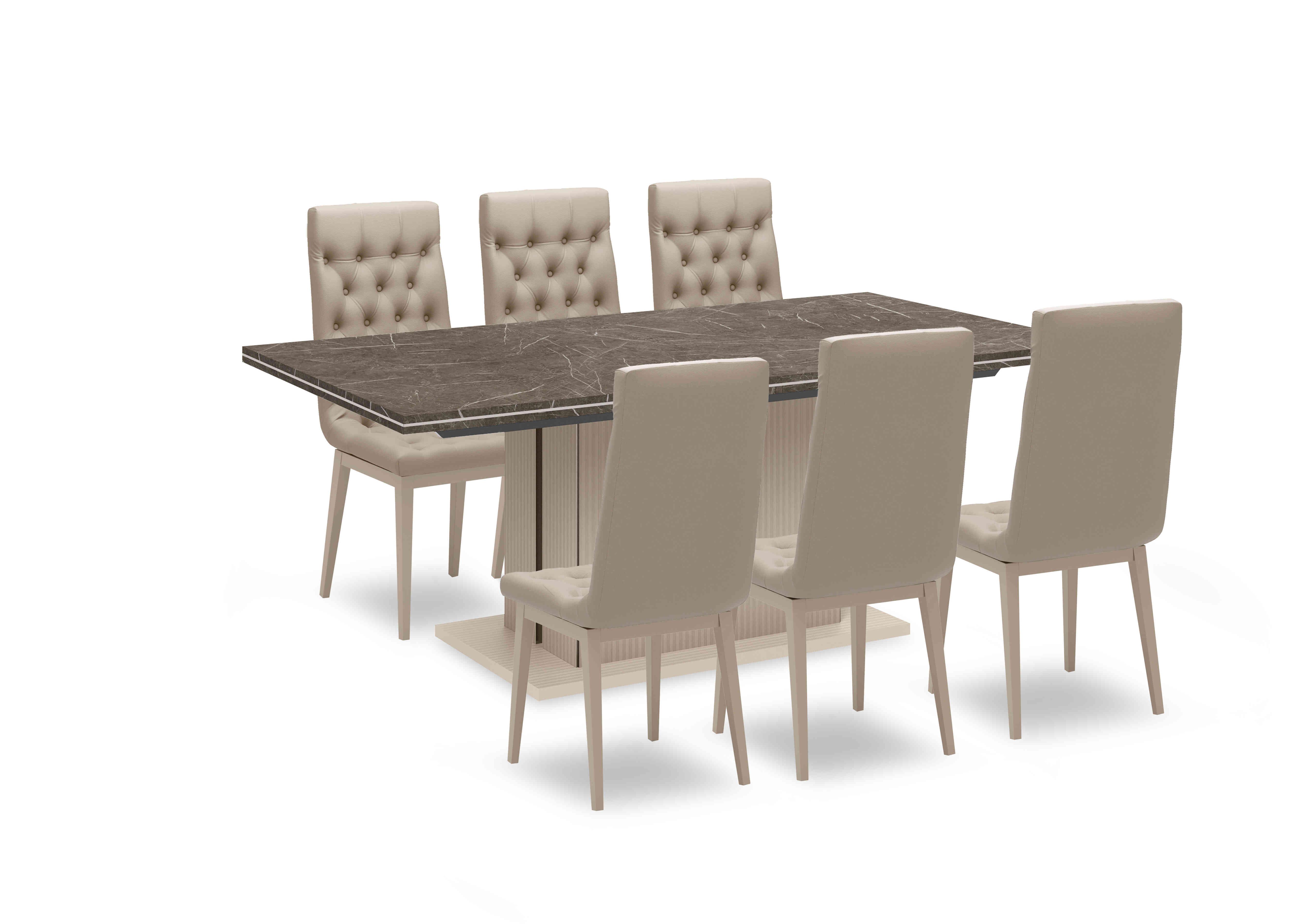 Lusso Small Extending Dining Table and 6 Buttoned Fabric Dining Chairs in  on Furniture Village