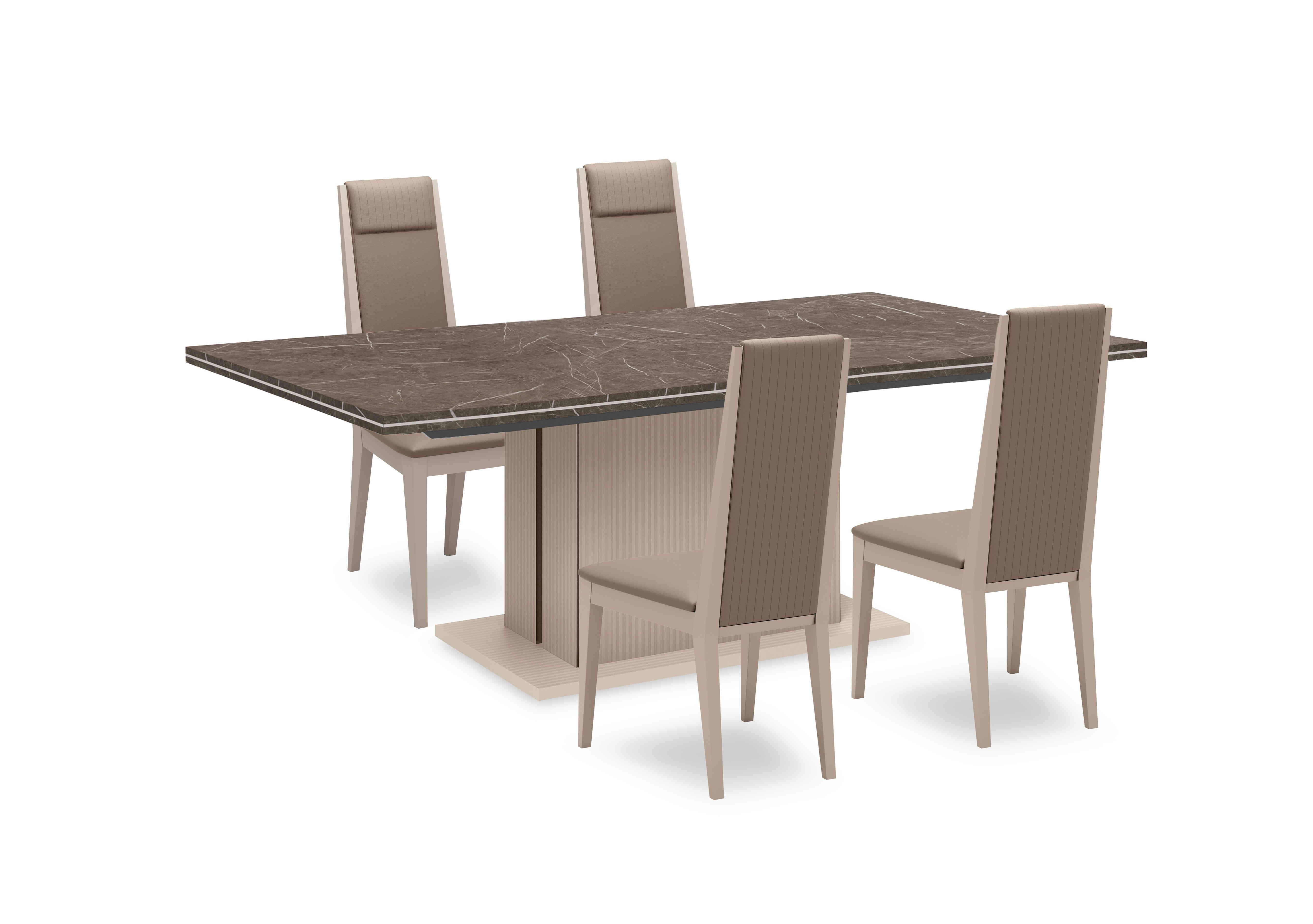 Lusso Large Extending Dining Table and 4 Panelled Faux Leather Dining Chairs in  on Furniture Village