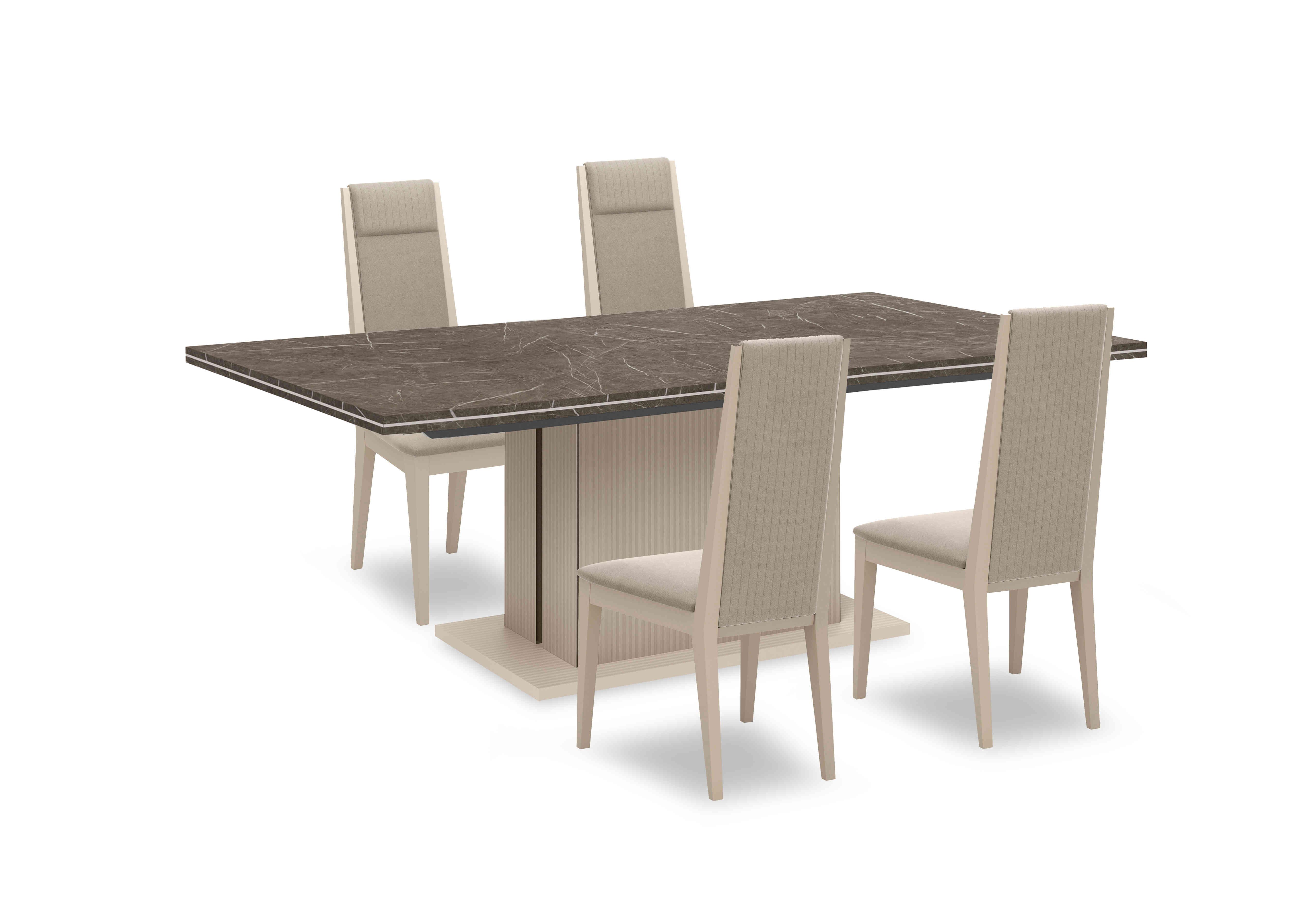 Lusso Large Extending Dining Table and 4 Panelled Fabric Dining Chairs in  on Furniture Village