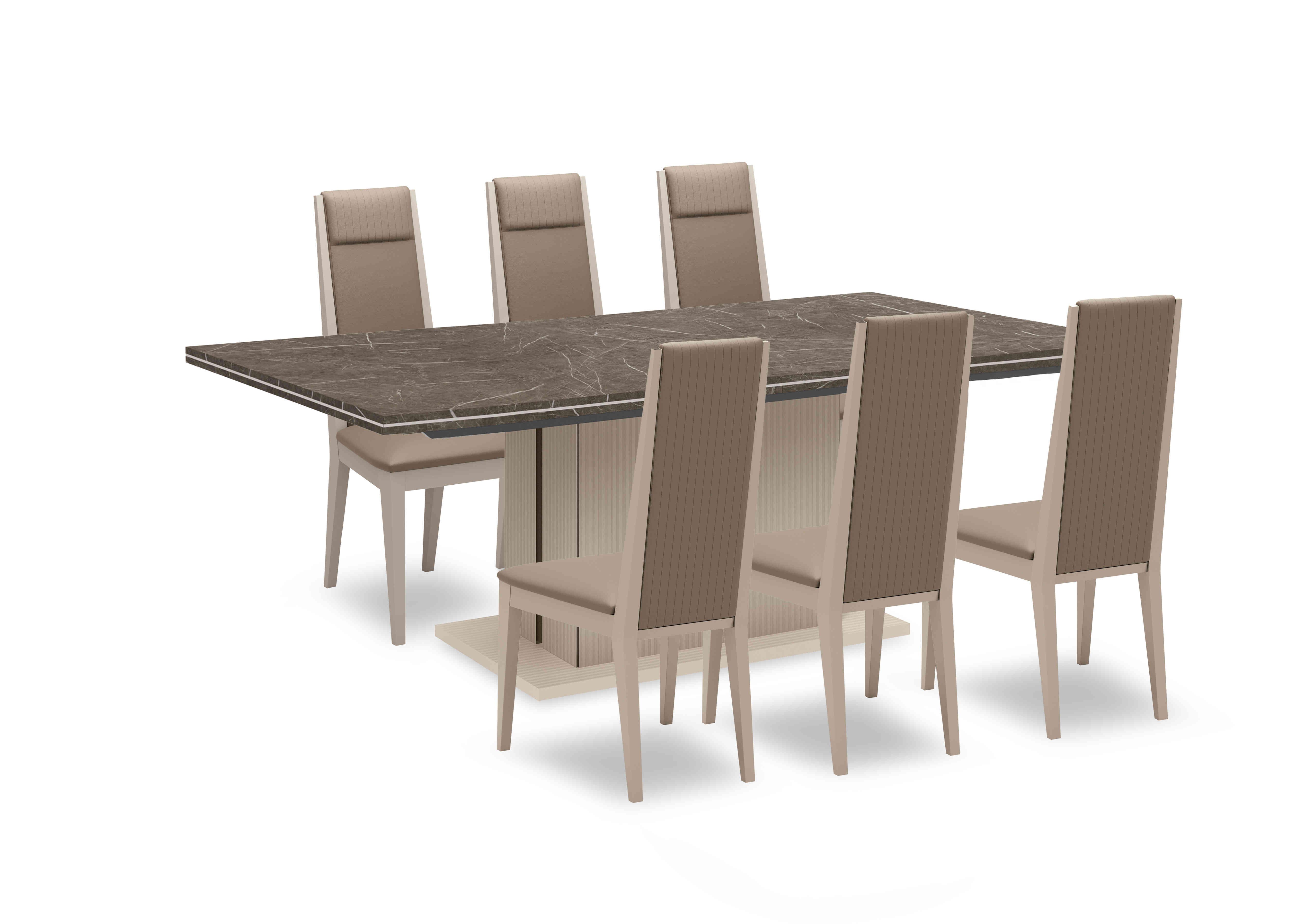 Lusso Large Extending Dining Table and 6 Panelled Faux Leather Dining Chairs in  on Furniture Village