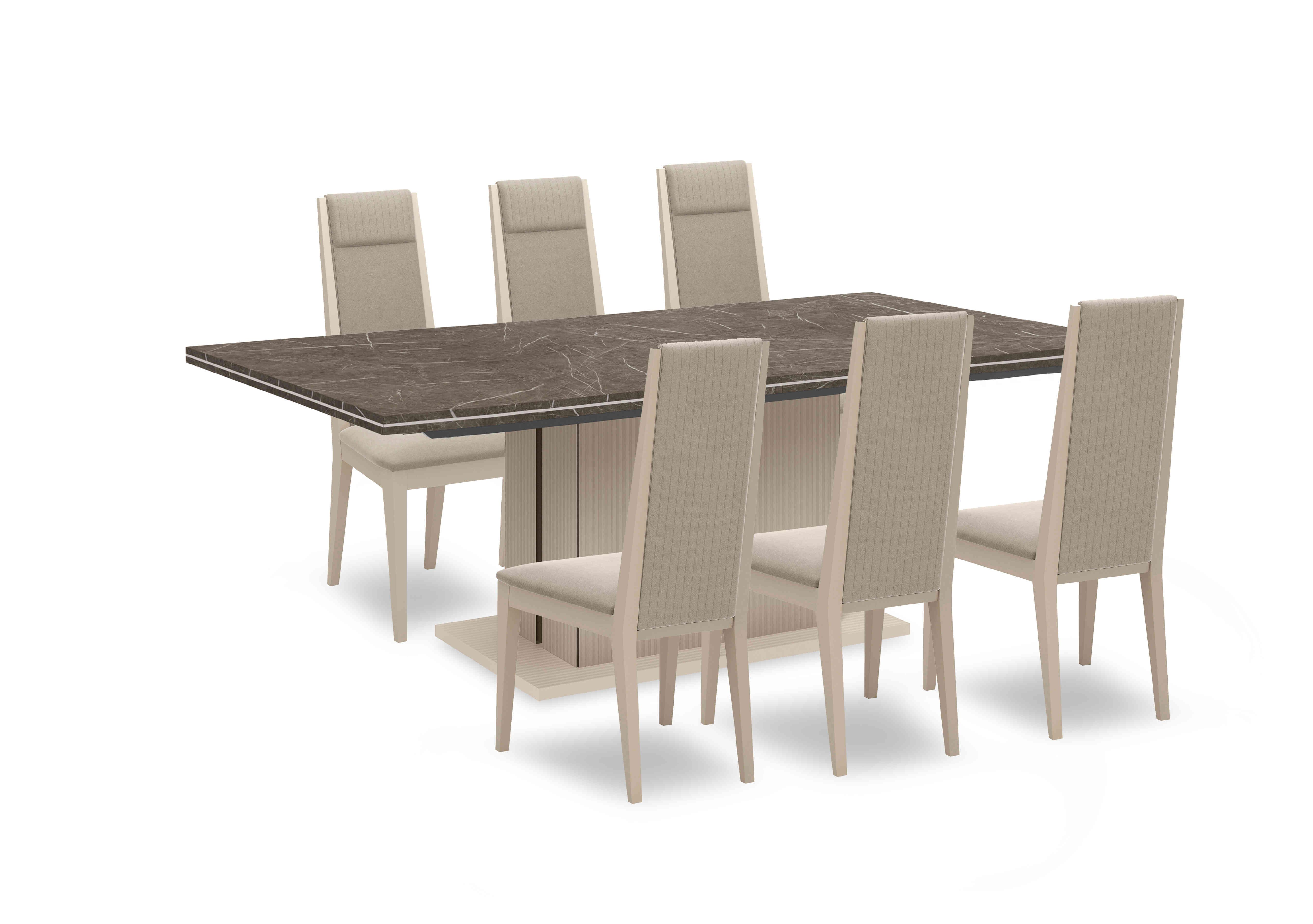 Lusso Large Extending Dining Table and 6 Panelled Fabric Dining Chairs in  on Furniture Village