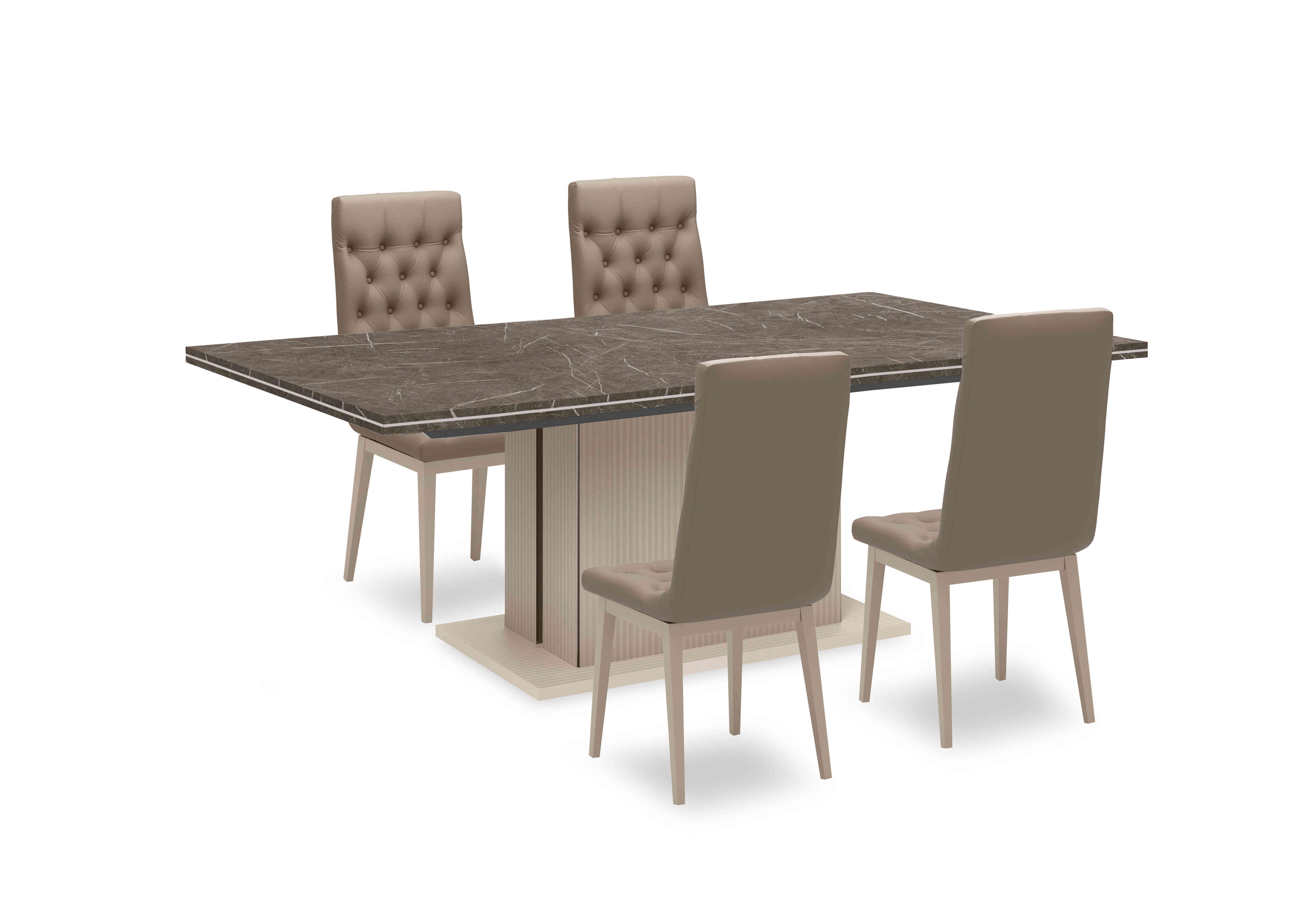 Lusso Large Extending Dining Table and 4 Buttoned Faux Leather Dining Chairs in  on Furniture Village