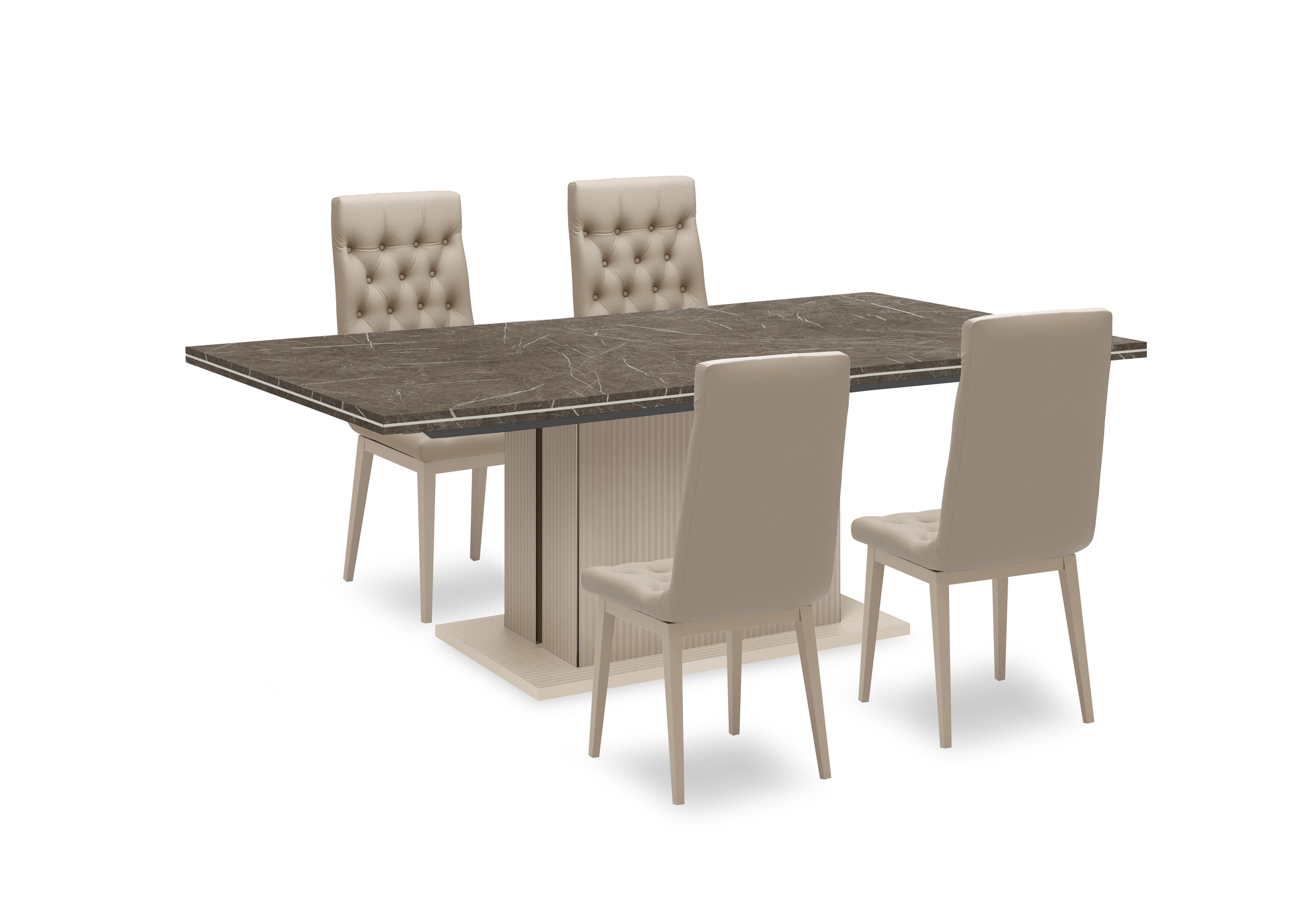 Lusso Large Extending Dining Table and 4 Buttoned Fabric Dining Chairs in  on Furniture Village