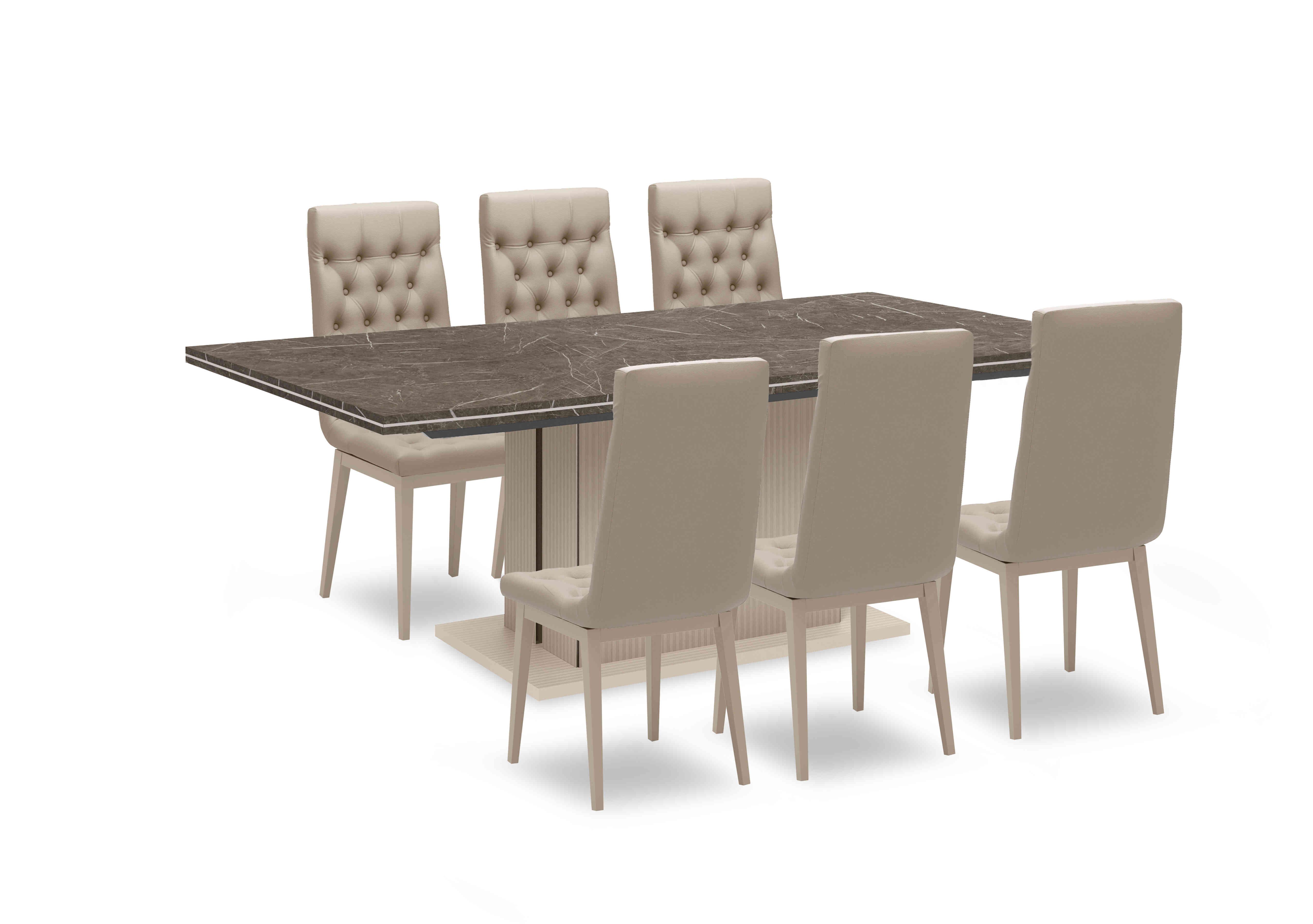 Lusso Large Extending Dining Table and 6 Buttoned Fabric Dining Chairs in  on Furniture Village