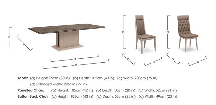 Lusso Large Extending Dining Table with 4 Faux Leather Panelled Dining Chairs and 2 Faux Leather Buttoned Dining Chairs in  on Furniture Village