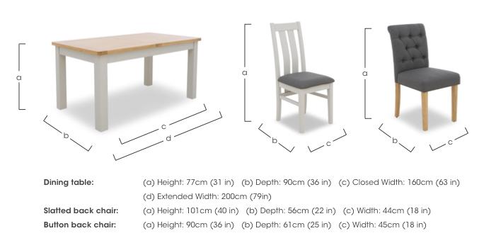 Lewis Rectangular Extending Dining Table and 4 Wooden Slatted Back Dining Chairs and 2 Button Back Dining Chairs in  on Furniture Village