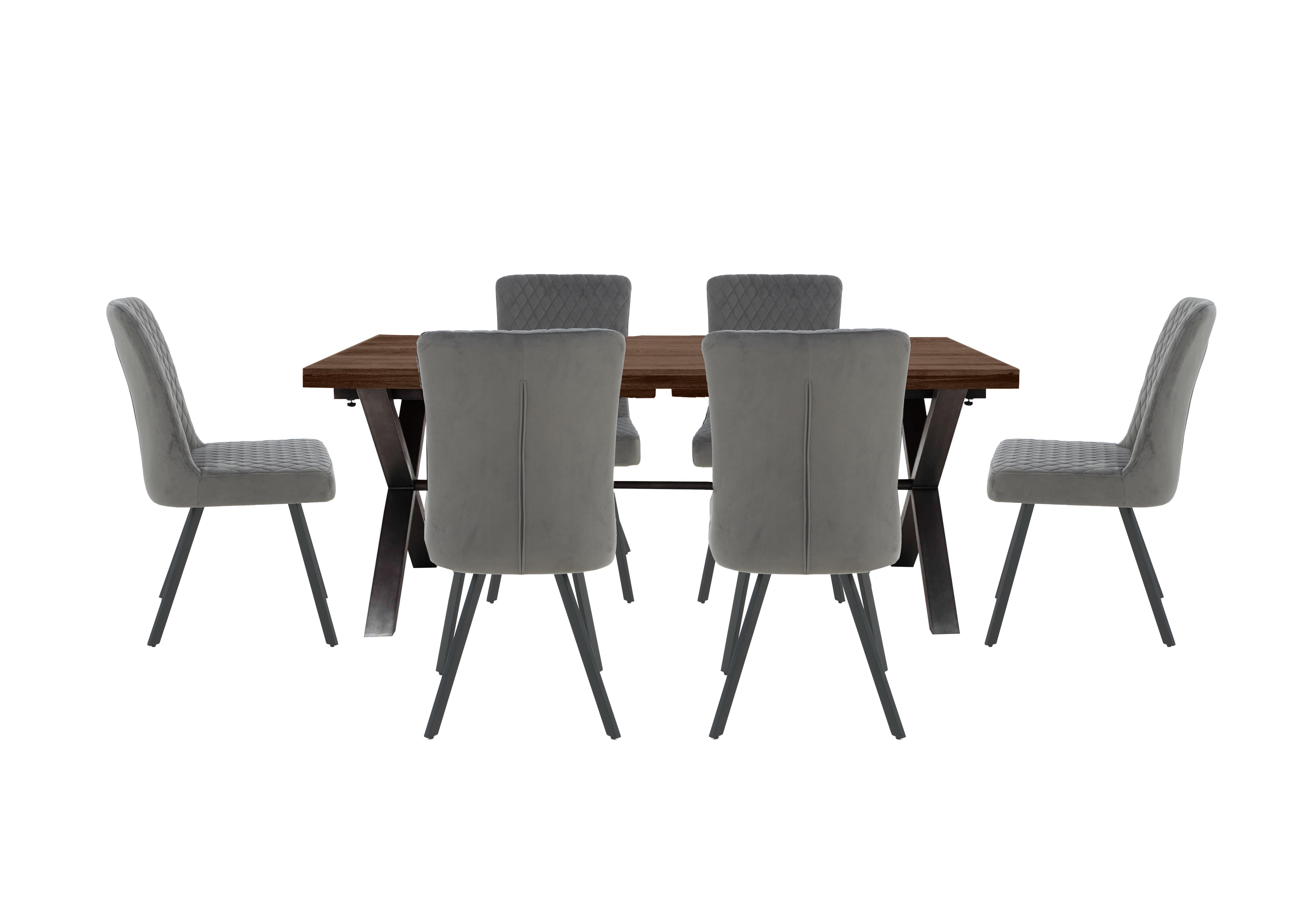 Mars Large Dining Table with 6 Velvet Chairs in  on Furniture Village