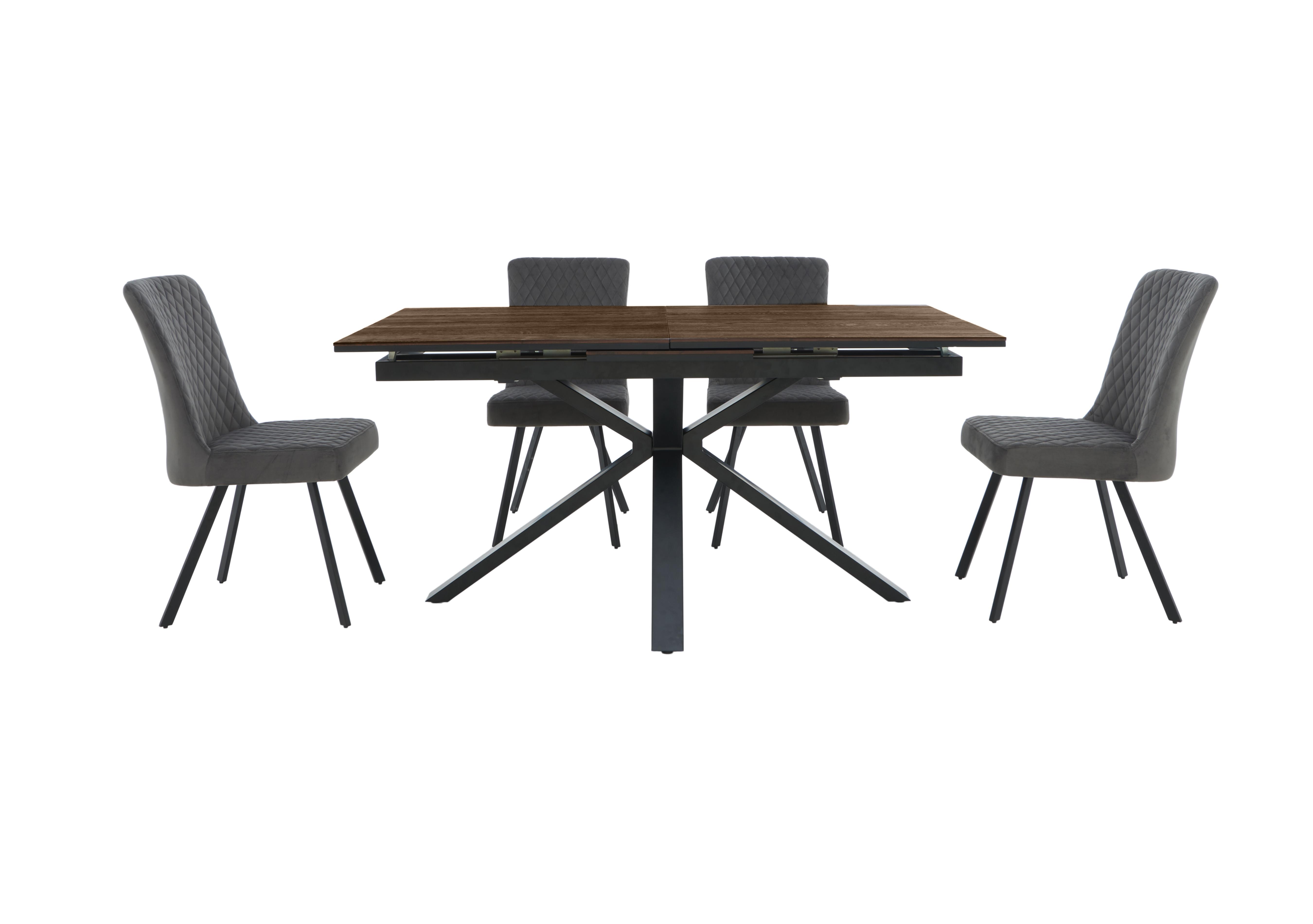 Mars PopUp Extending Dining Table and 4 Velvet Dining Chairs